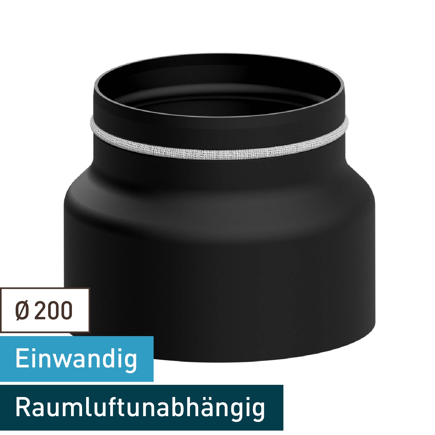 Raik réduction LS diamètre 200w/diamètre 150e noir