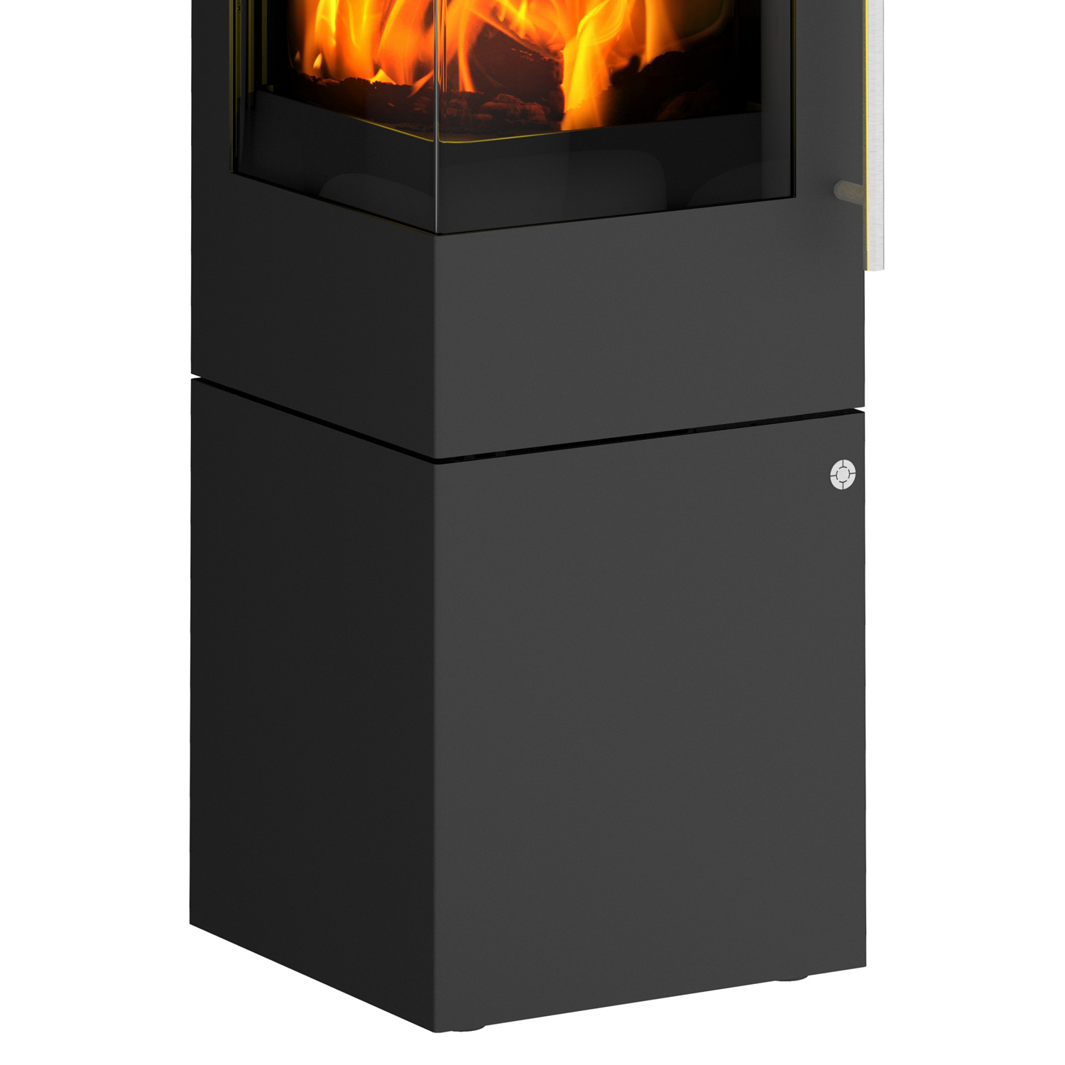 Olsberg Ipala Smart Compact poêle à bois en acier noir, charnière de porte à gauche, porte en acier avec module PowerBloc! inclus PowerBloc!
