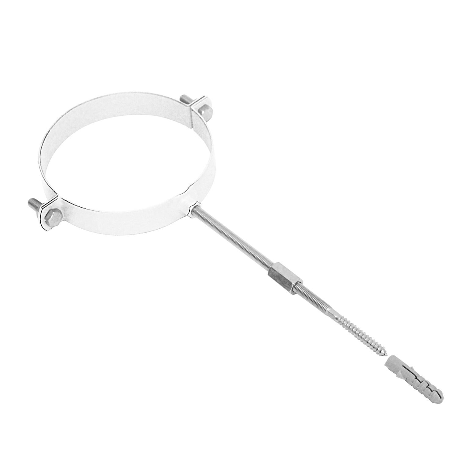 Collier de serrage pour conduit de fumée / tuyau de poêle émaillé 150 mm - Blanc