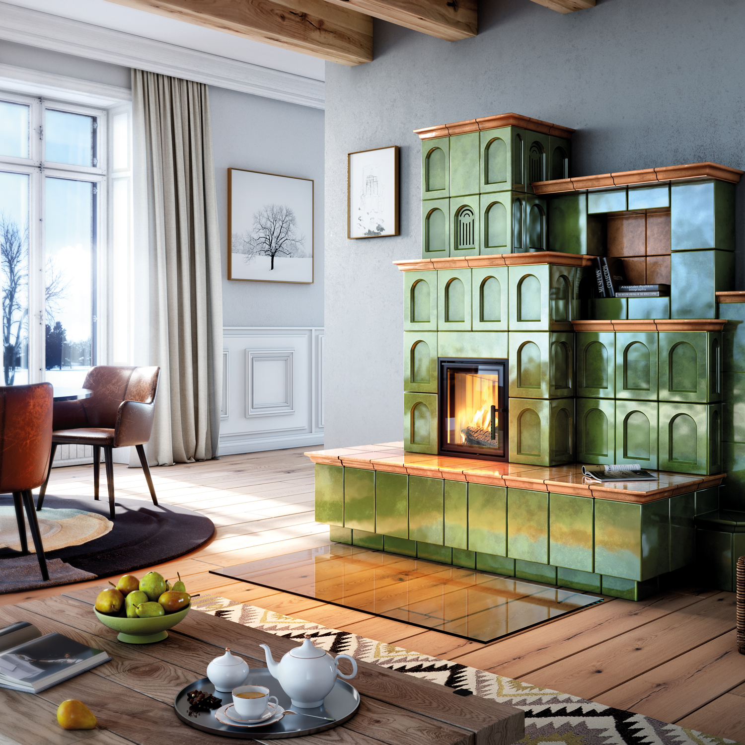 Spartherm Renova A H2O Insert de cheminée à eau 45 cm à gauche