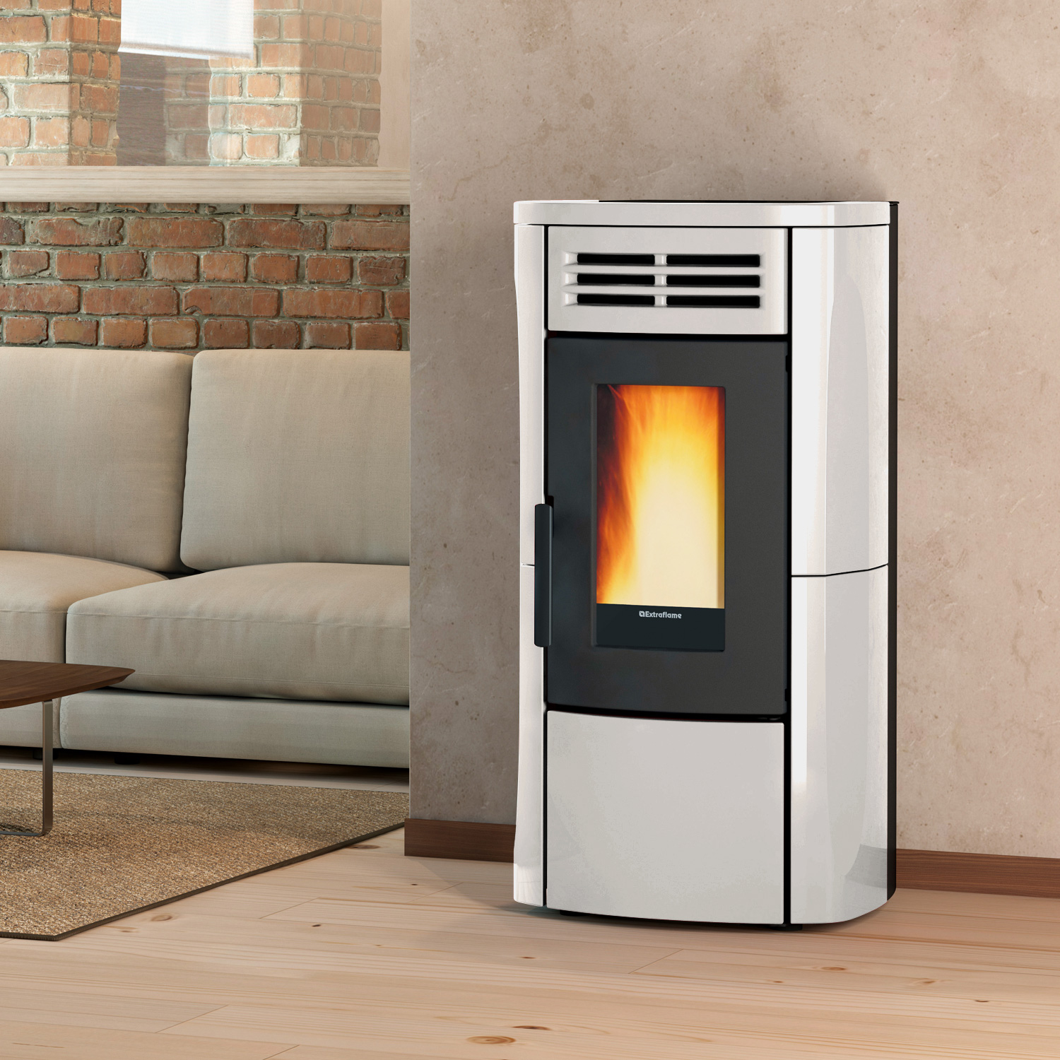 Extraflame Evolution Line Terry Plus poêle à granulés Majolique blanc Extraflame Evolution Line Terry Plus poêle à granulés Majolique blanc