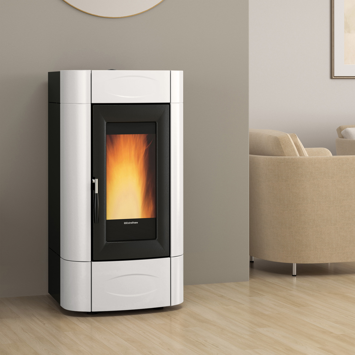 Extraflame Evolution Line ISIDORA IDRO H16 5.0.16 poêle à granulés bouilleur blanc