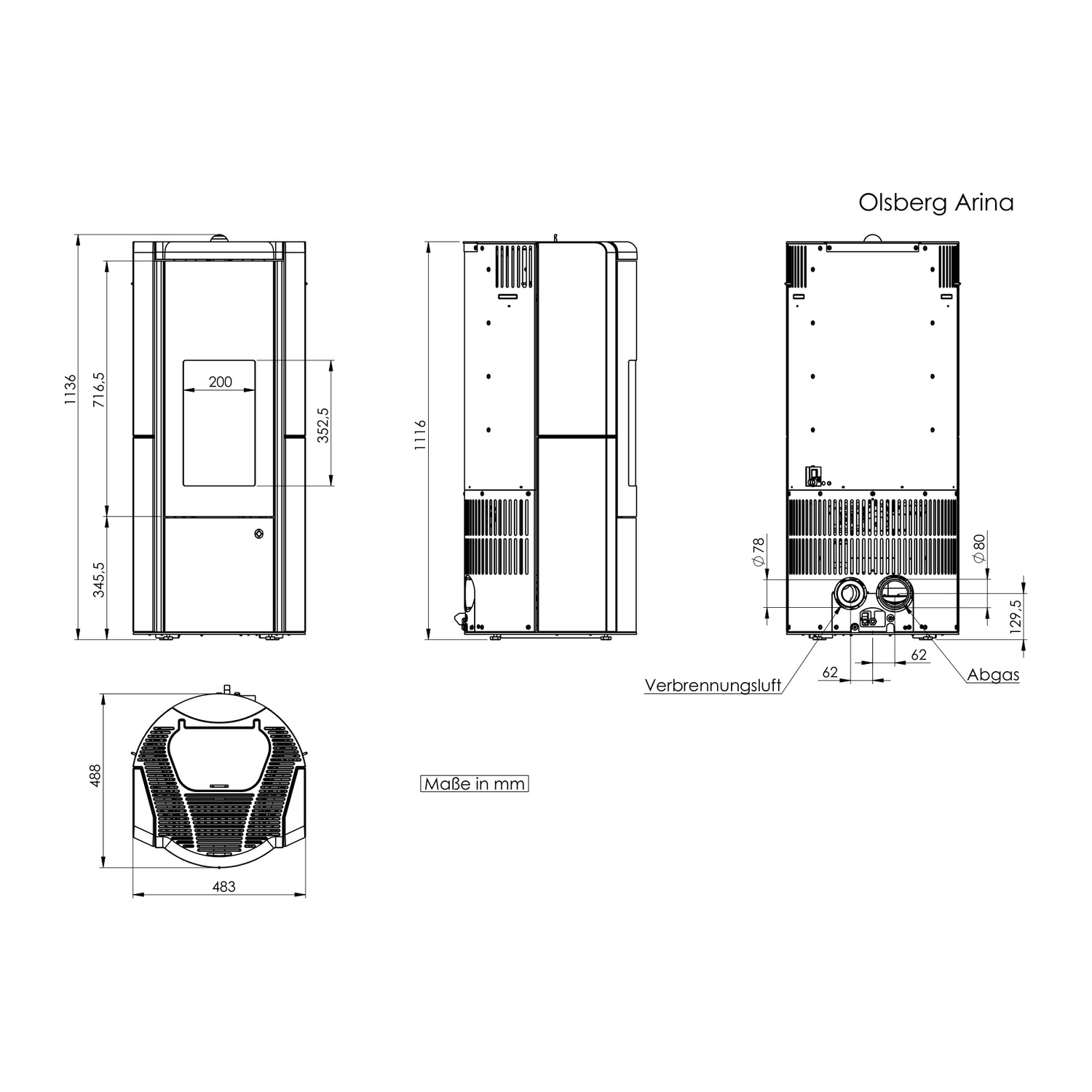 Olsberg Arina 3.0 poêle à granulés acier noir/céramique blanc neige