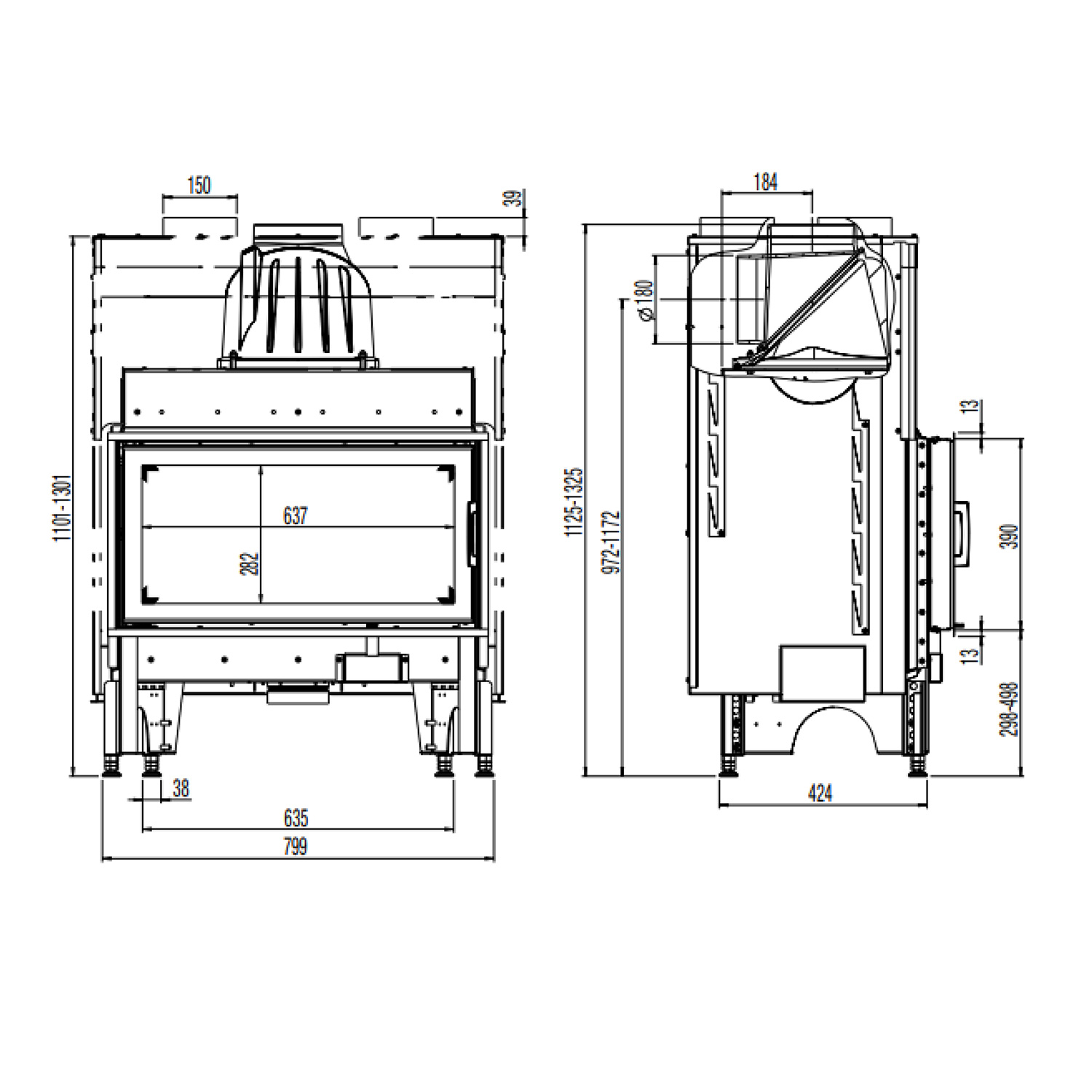 Austroflamm 75x39 K 2.0 Insert de cheminée