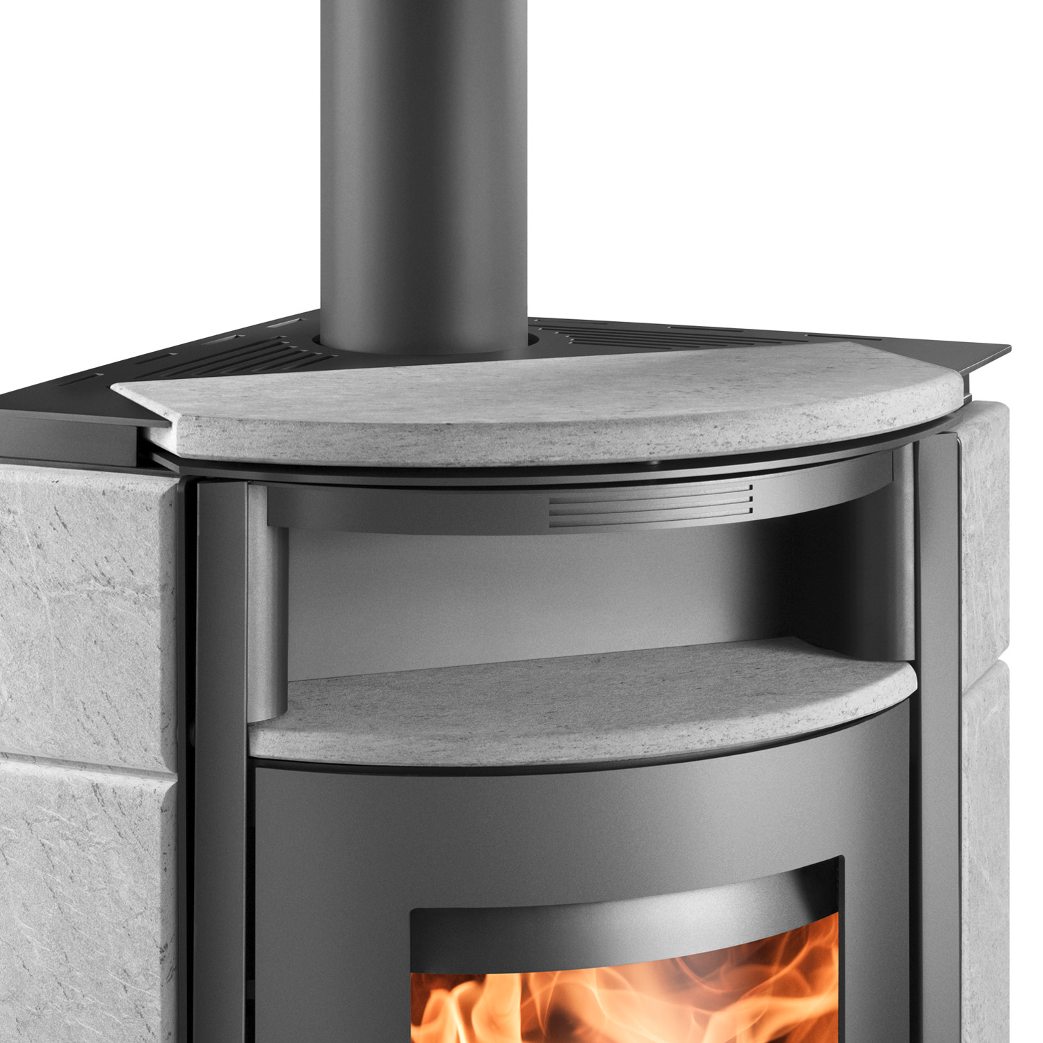 Haas+Sohn Kuopio II Poêle à bois Anthracite/Serpentino