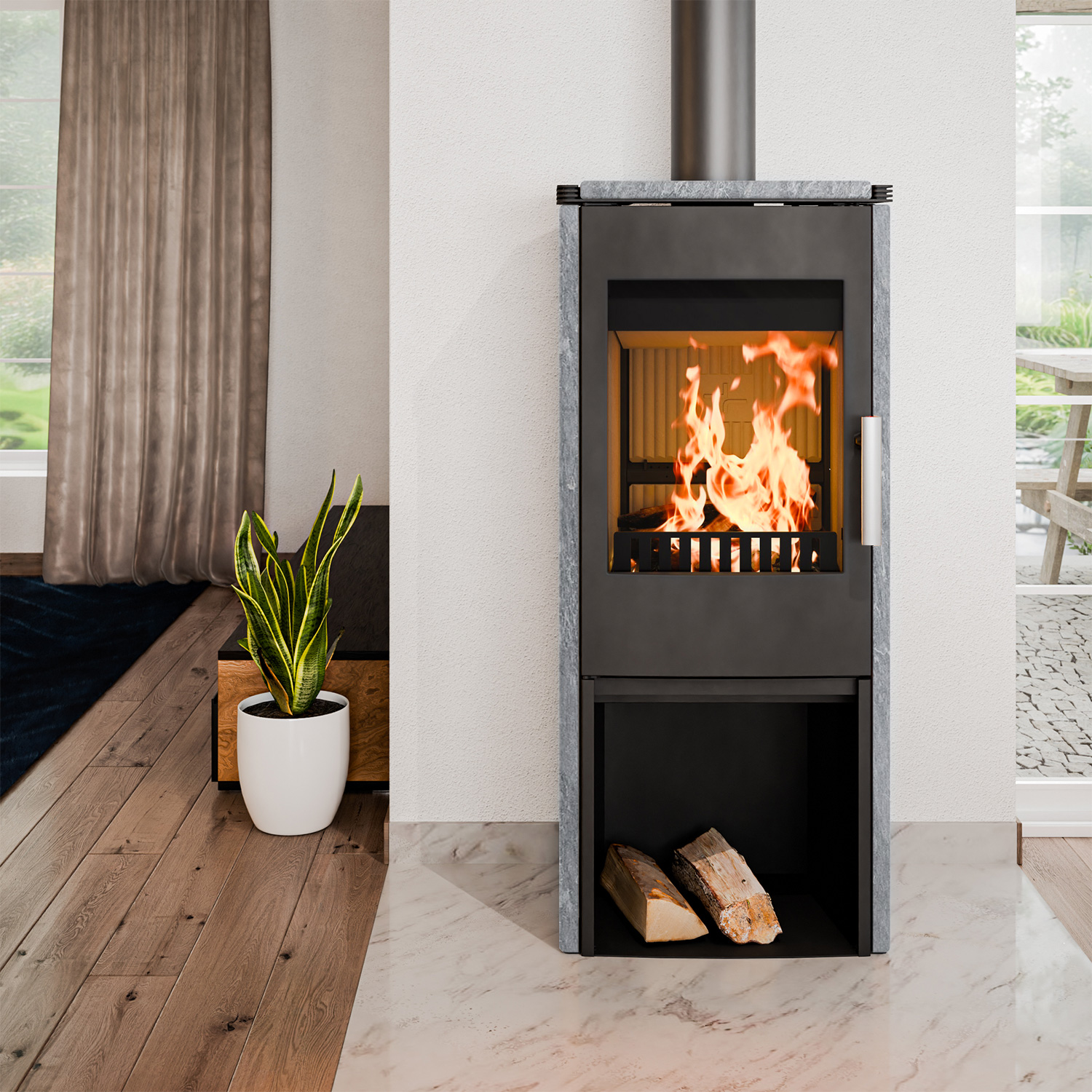 Haas + Sohn Montegrotto III Poêle à bois Noir / Serpentino
