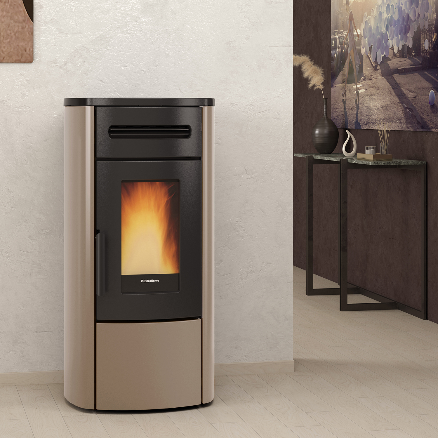 Extraflame Evolution Line Guenda Idro poêle à granulés bouilleur acier Tortora