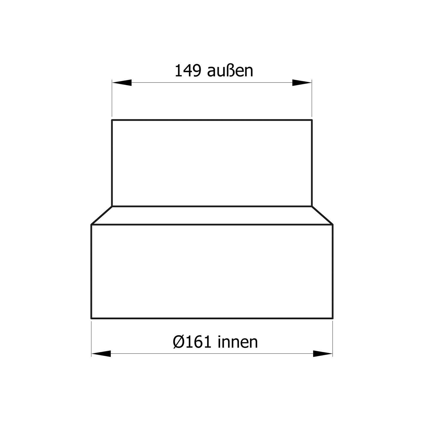 Réduction de tuyau de poêle / conduit de fumée 160mm - 150mm noir