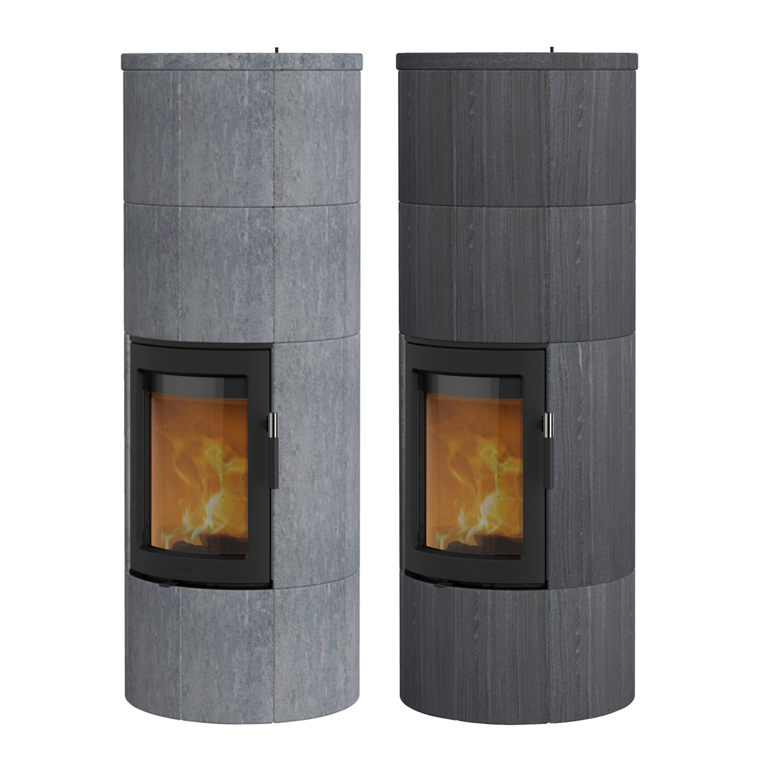 Poêle à bois Lotus Maestro 2 en stéatite, porte noire, évacuation des fumées par le haut