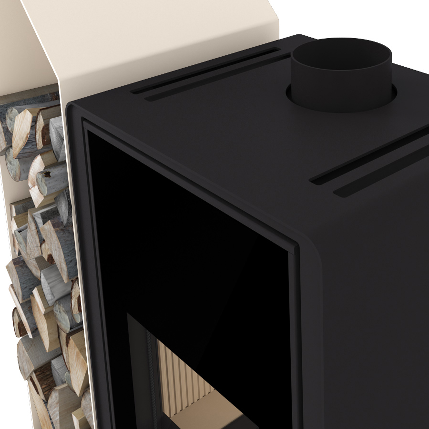 HS Flamingo Deluxe Kampa Poêle à bois Crème Étagère gauche