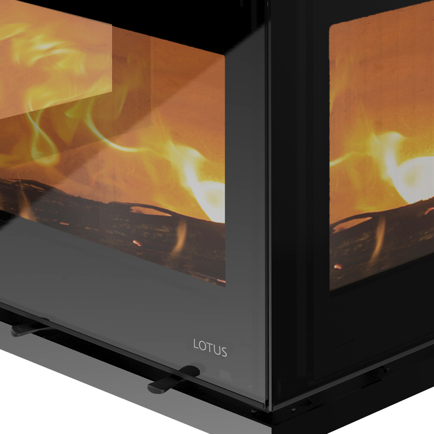 Lotus Unico 13 insert de cheminée à bois noir / charnières à gauche