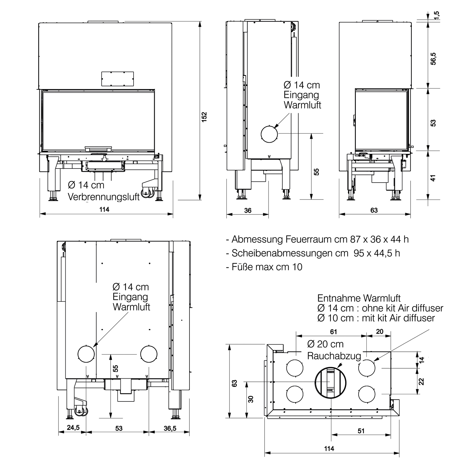 Edilkamin Windo2 95 insert de cheminée porte droite
