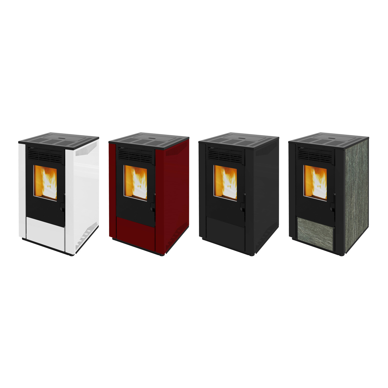 Wamsler WPO 7 poêle à granulés acier bordeaux, côtés droits