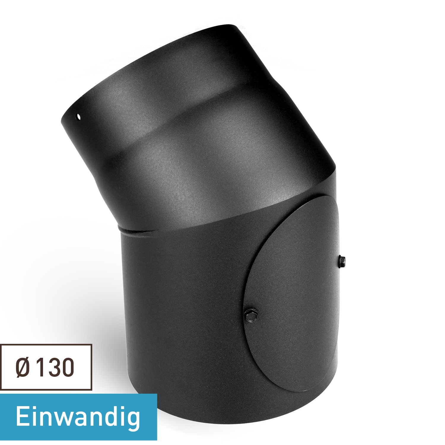 Raik Basic coude de tuyau de fumée 130mm noir 45° avec porte pour tuyau de fumée / conduit de fumée