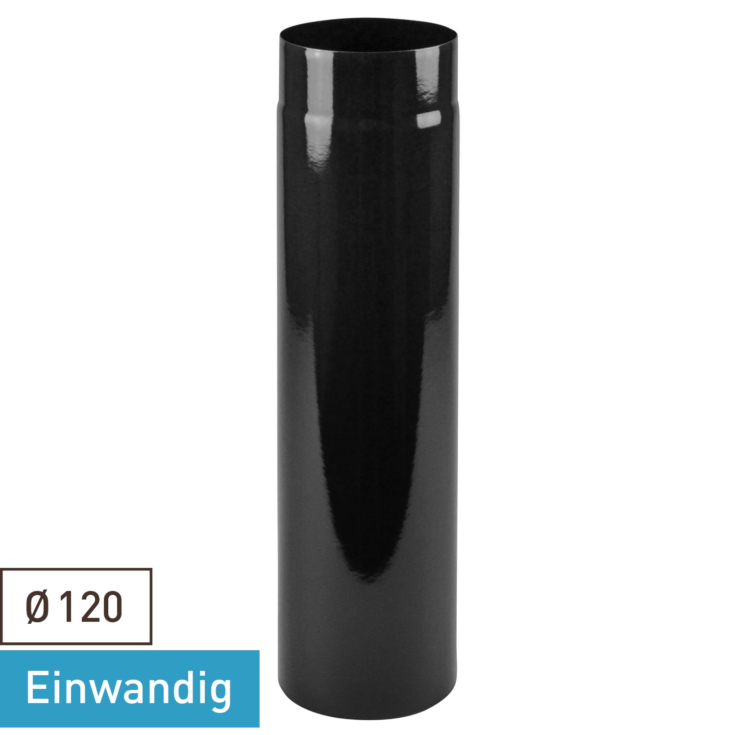 Tube de fumée / Tuyau de poêle émaillé 120mm - 500mm Noir