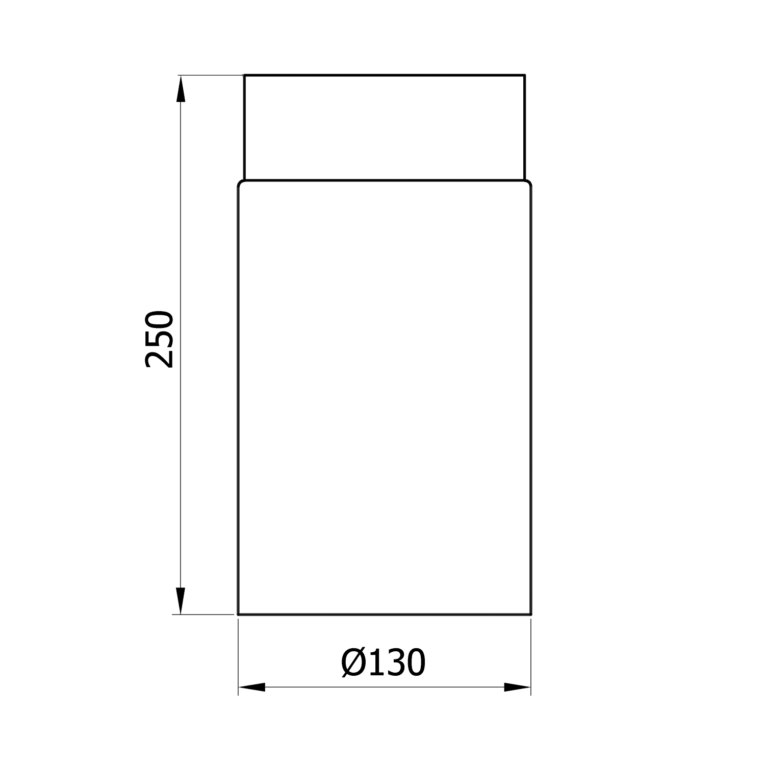 Raik Basic élément de longueur 130mmx250mm noir pour tuyau de fumée / conduit de fumée