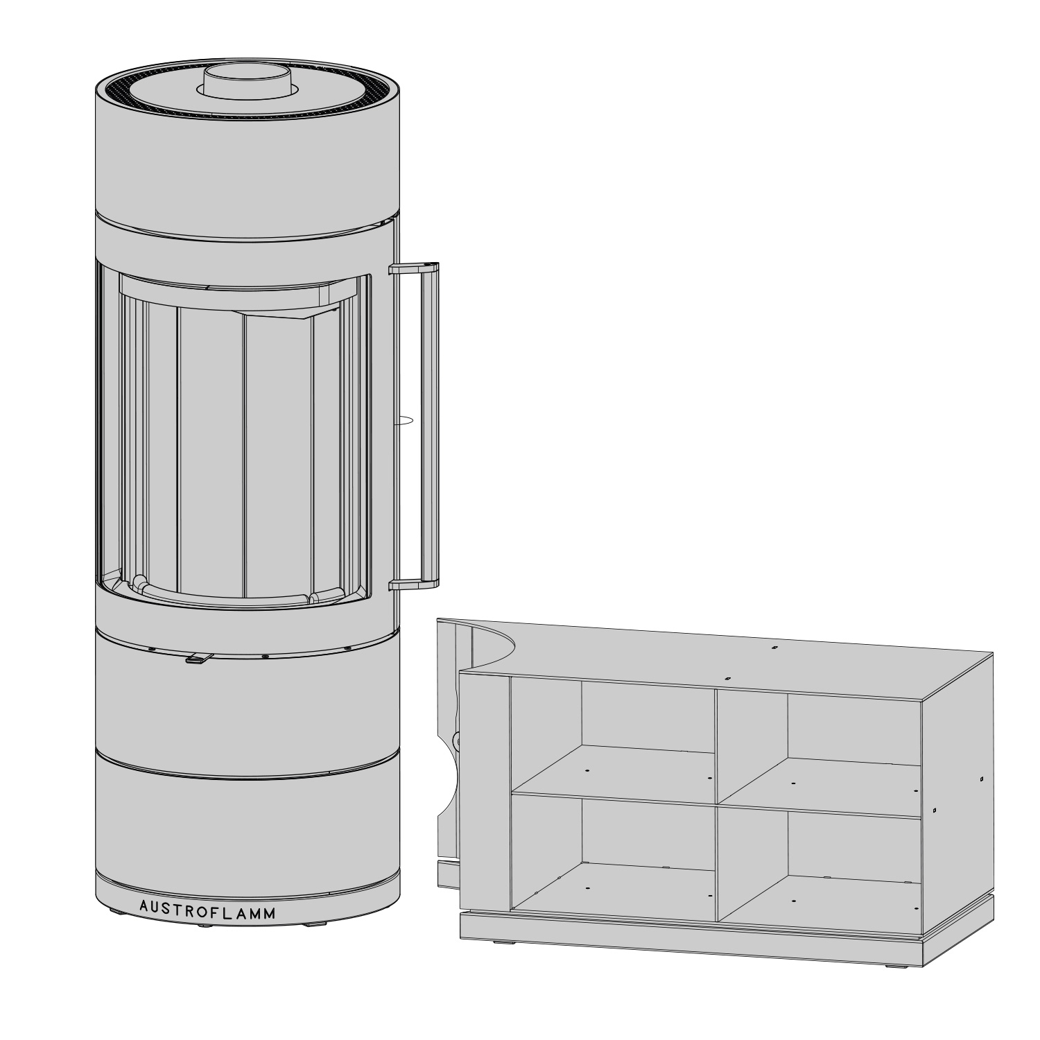 Austroflamm Lux boîte d'appoint droite 68 cm