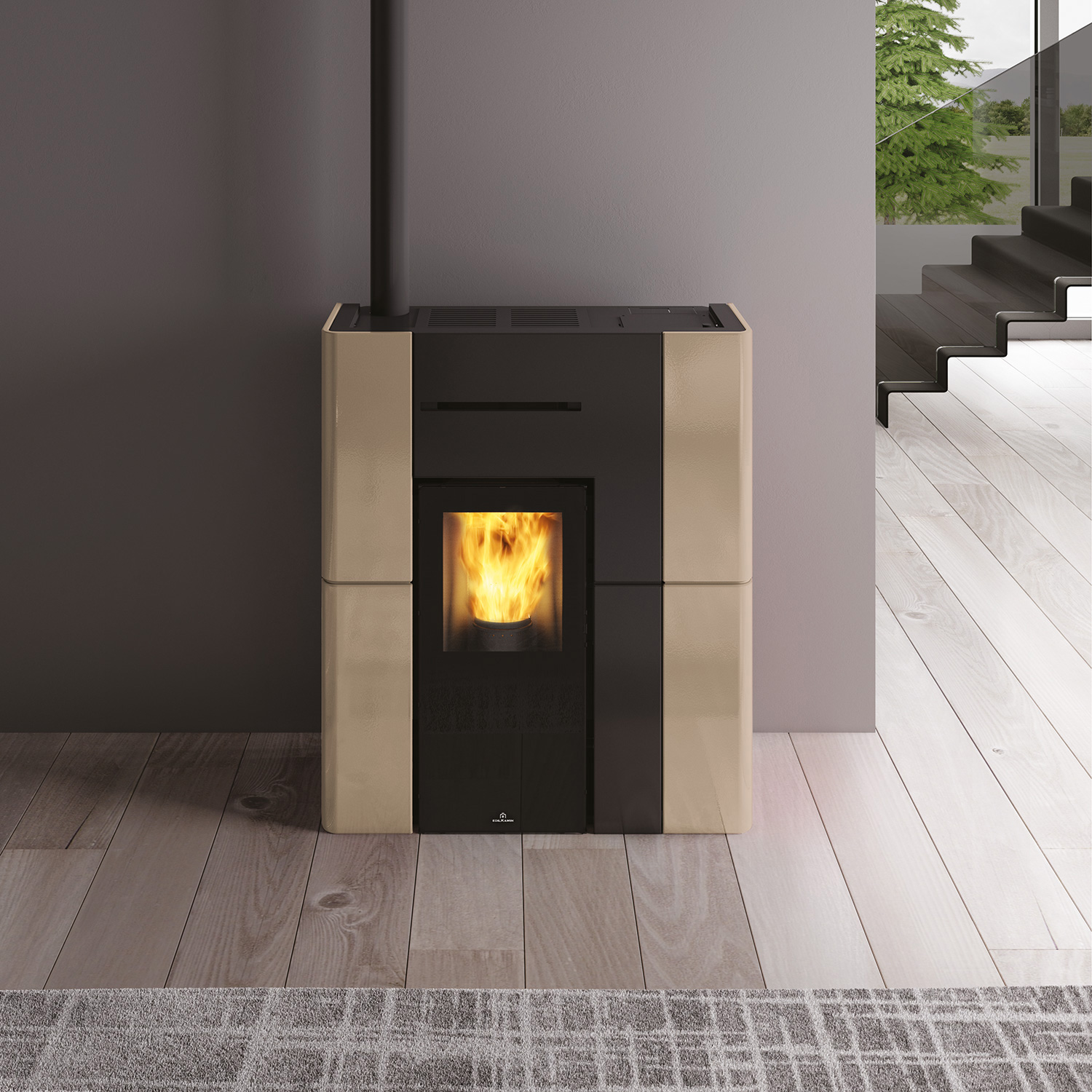 Edilkamin Blade H 15 Evo poêle à granulés bouilleur céramique beige