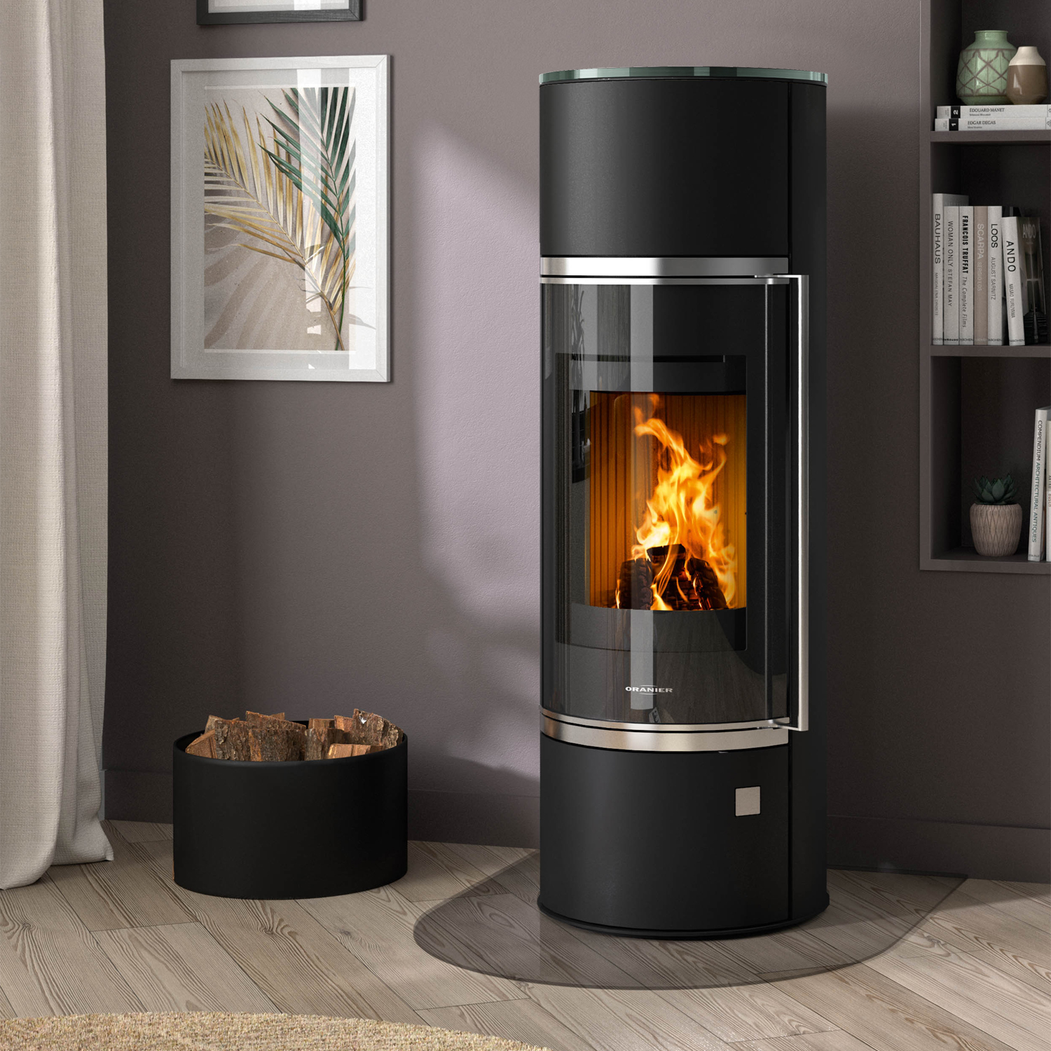 Oranier Arena W+ 2.0 Poêle à bois en acier noir avec plaque de recouvrement en verre Oranier Arena W+ 2.0 Poêle à bois en acier noir avec plaque de recouvrement en verre