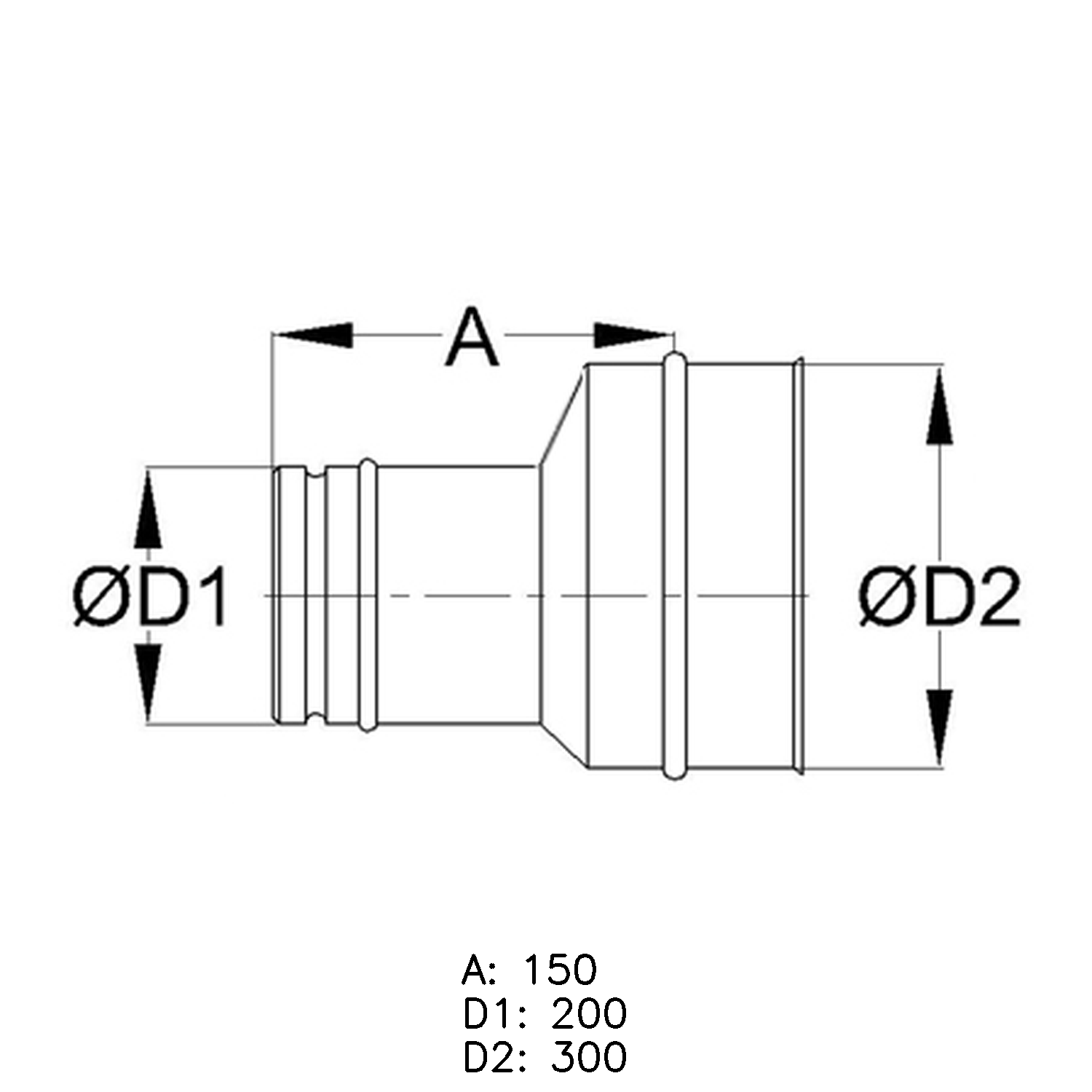 Schiedel extension PPL simple paroi 200mm - 300mm mat excentrique
