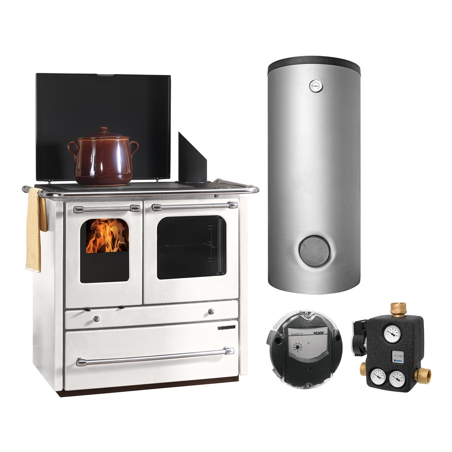 La Nordica Termosovrana DSA Bianco Cuisinière à eau Ensemble économique avec réservoir tampon TPSM 500 La Nordica Termosovrana DSA Bianco Cuisinière à eau Ensemble économique avec réservoir tampon TPSM 500