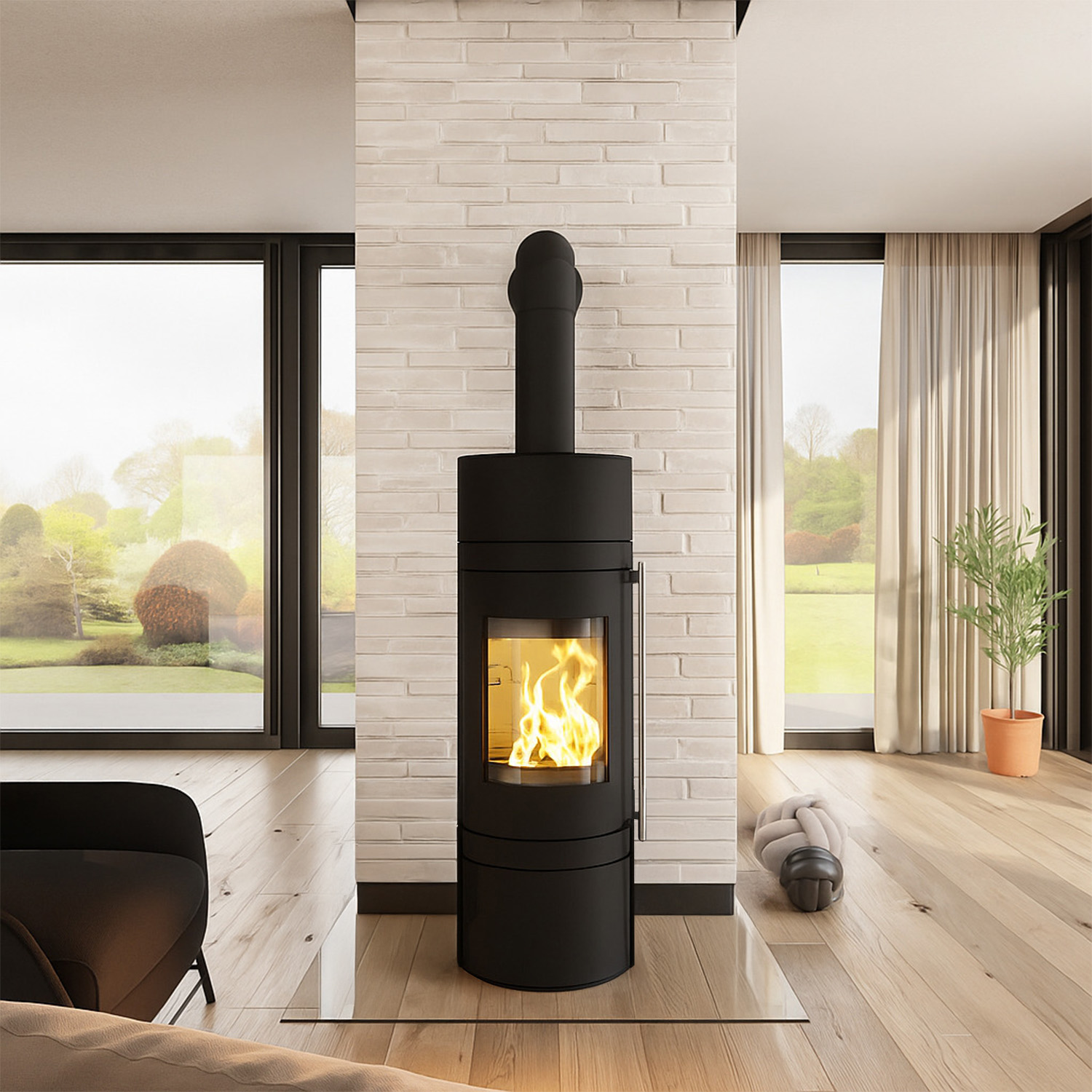 Haas+Sohn MENTON RLU poêle à bois sans socle en bois noir profond