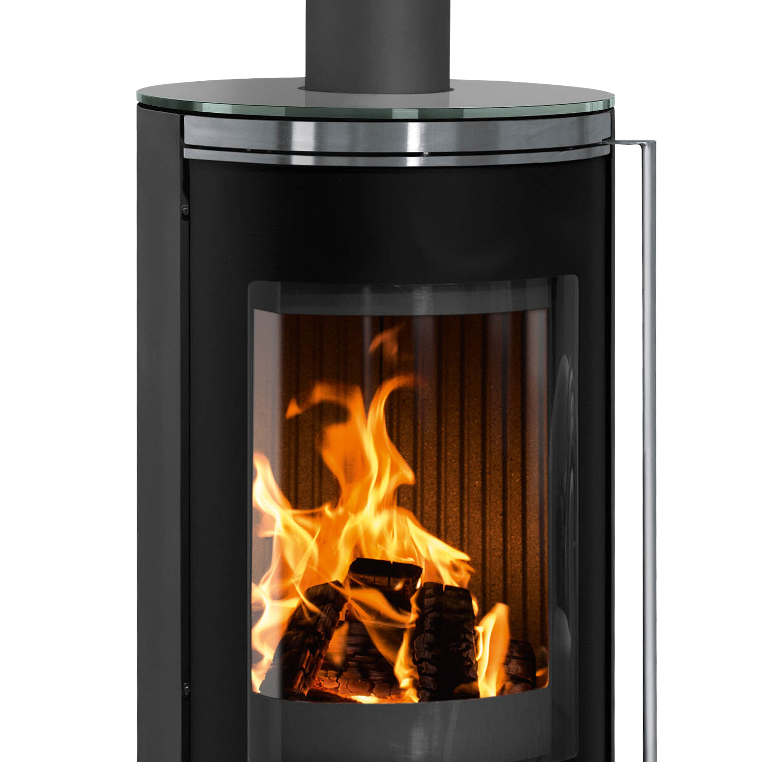 Poêle à bois Oranier Arena 2.0 en acier noir avec plaque de recouvrement en verre Poêle à bois Oranier Arena 2.0 en acier noir avec plaque de recouvrement en verre