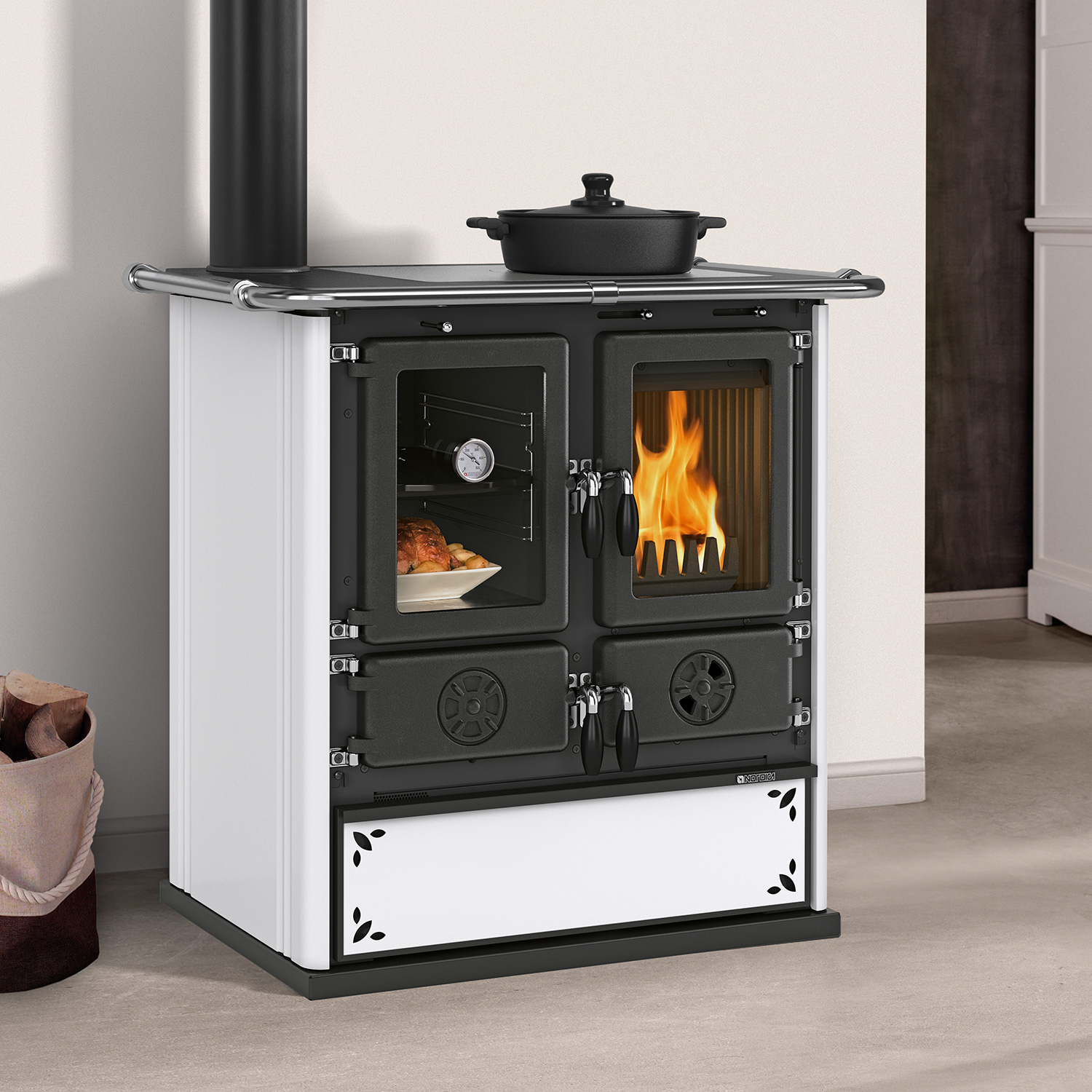 La Nordica Rosetta SX.16 Steel cuisinière à bois acier blanc moucheté