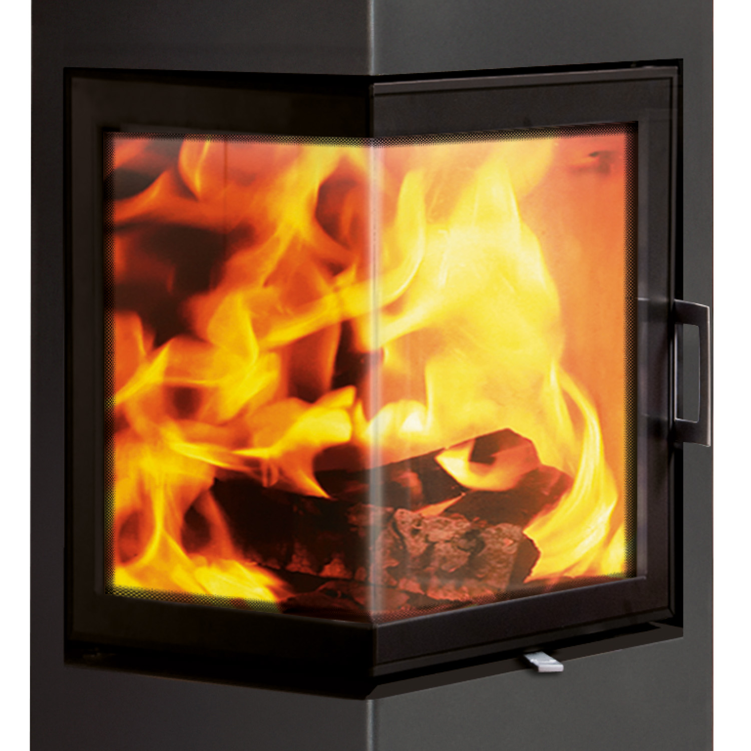 Austroflamm Slim 3.0 poêle à bois acier gris fonte, porte à gauche, raccordement tuyaux en haut ou à l'arrière, apport d'air de combustion externe