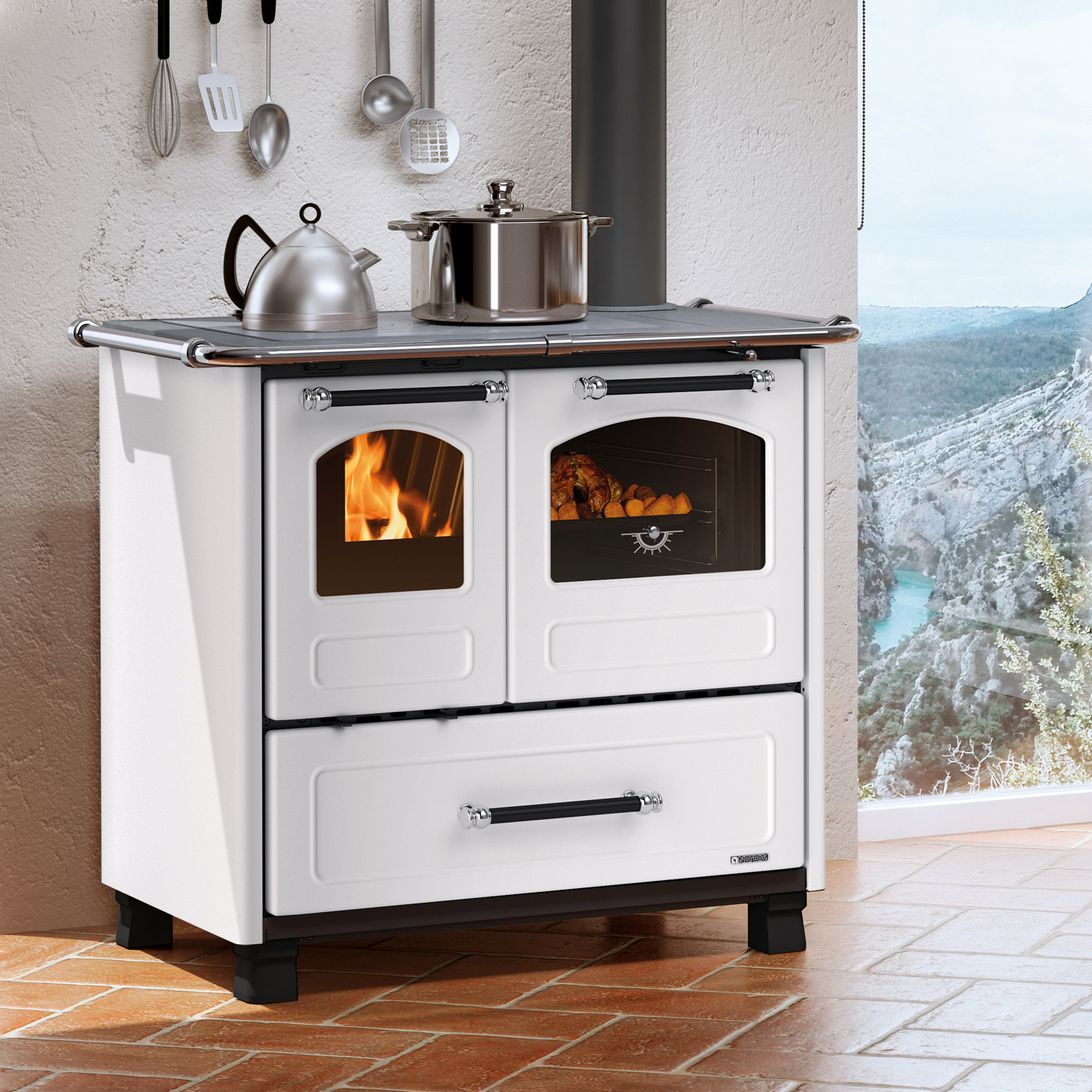 La Nordica Family 4,5 poêle à bois en acier blanc