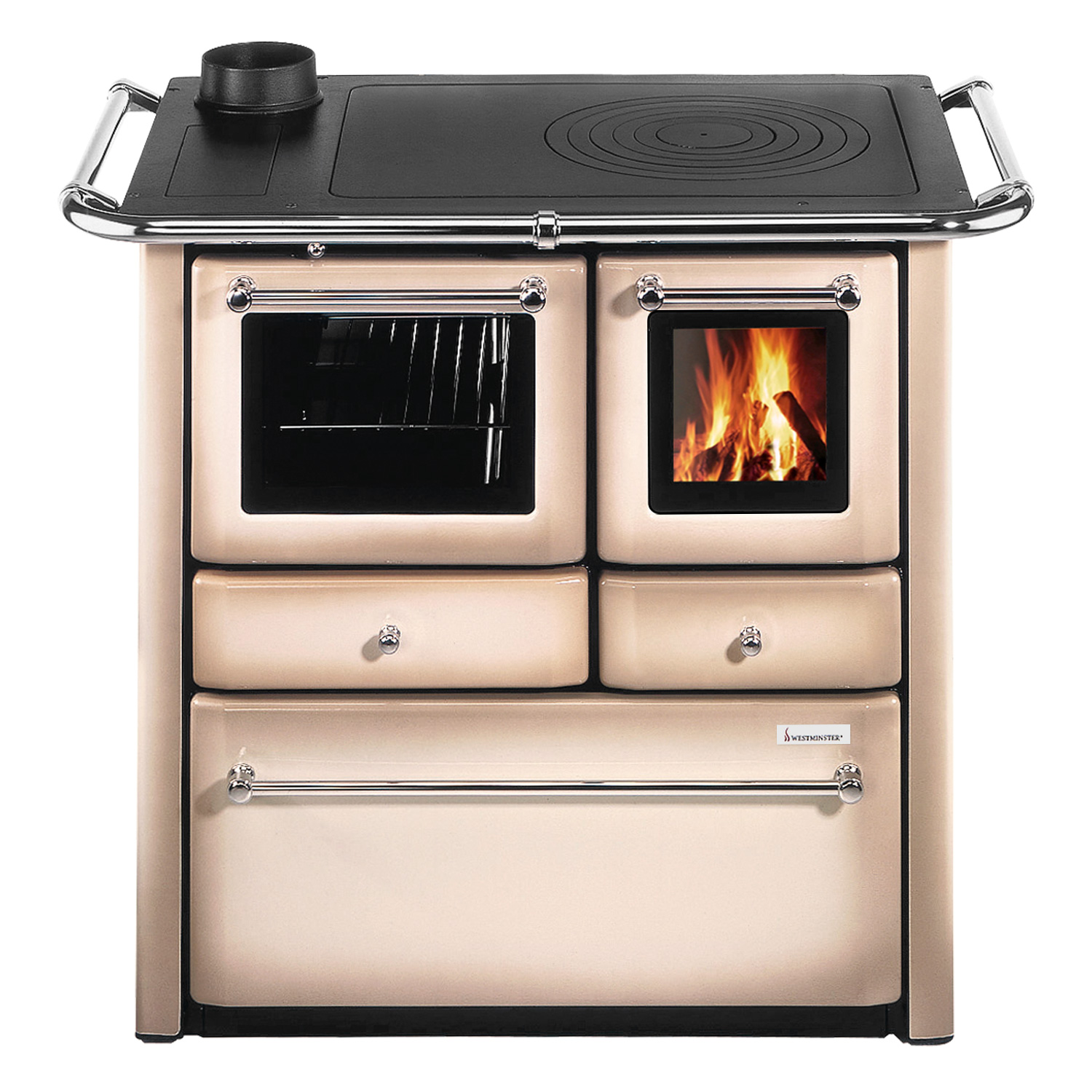 Wamsler K 85 F Cuisinière en acier Cappuccino, four à gauche