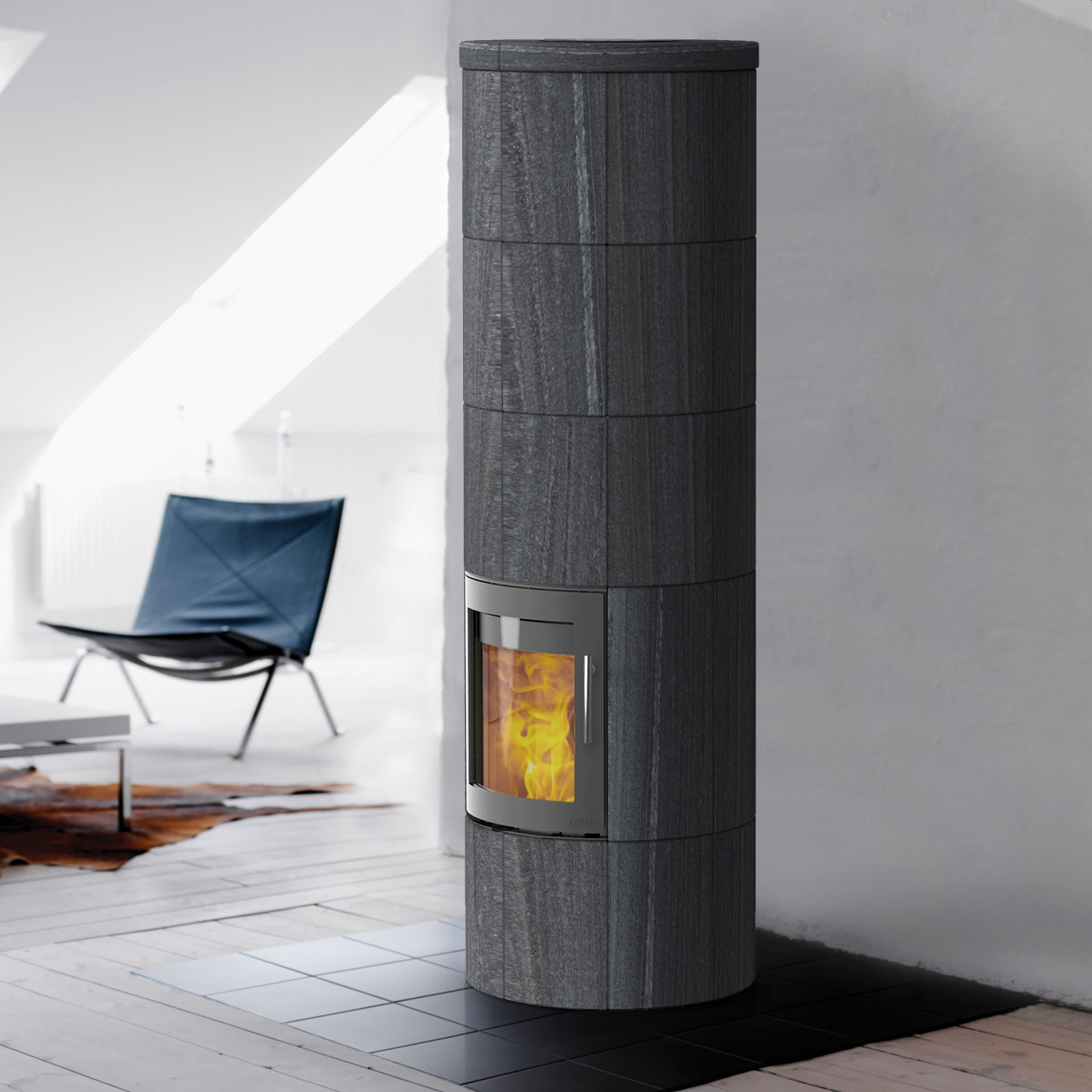 Lotus M3 poêle à bois gris/ Indian Night, sortie de fumée arrière