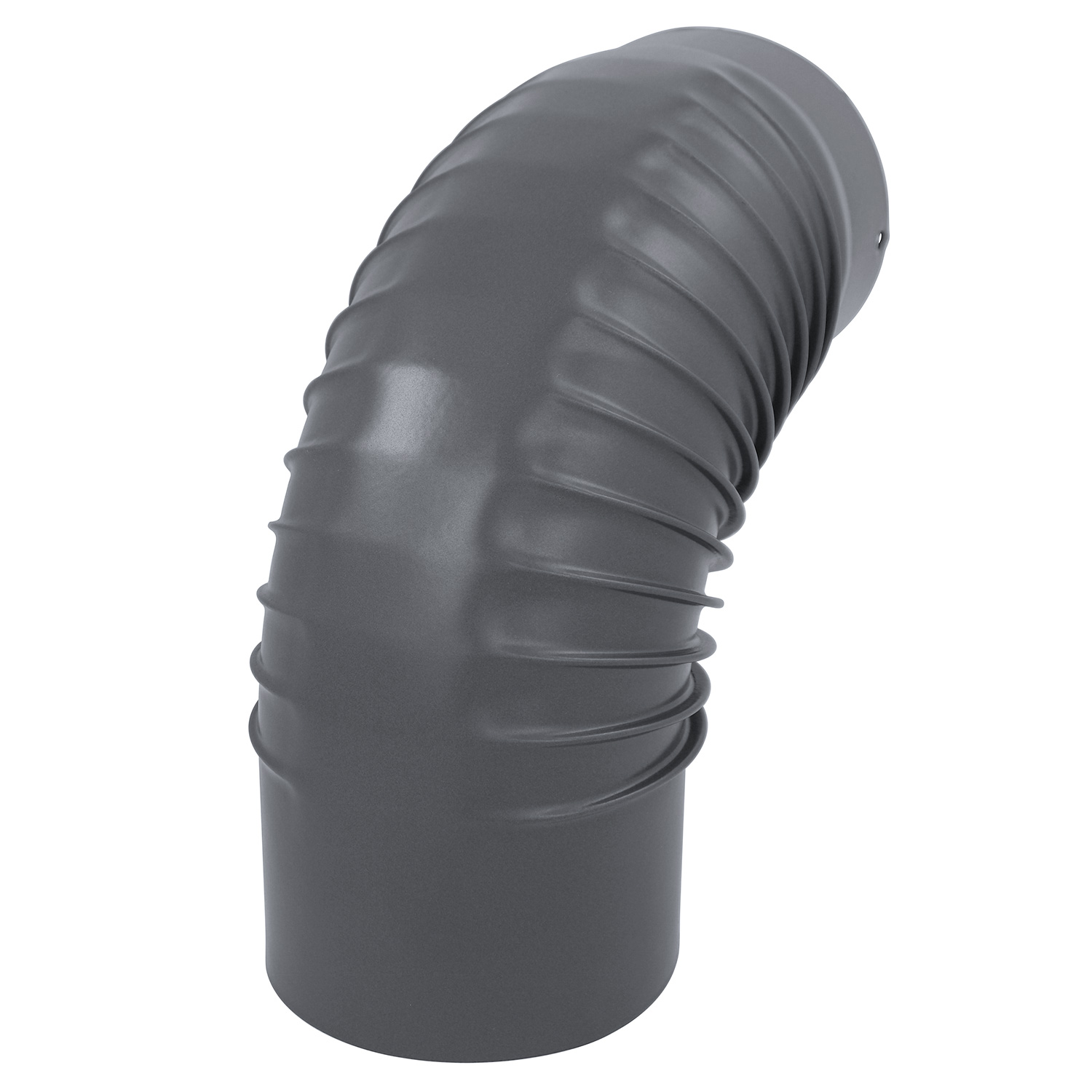 Coude de conduit de fumée / Coude de tuyau de poêle émaillé 150 mm - Coude à 90° nervuré gris Coude de conduit de fumée / Coude de tuyau de poêle émaillé 150 mm - Coude à 90° nervuré gris