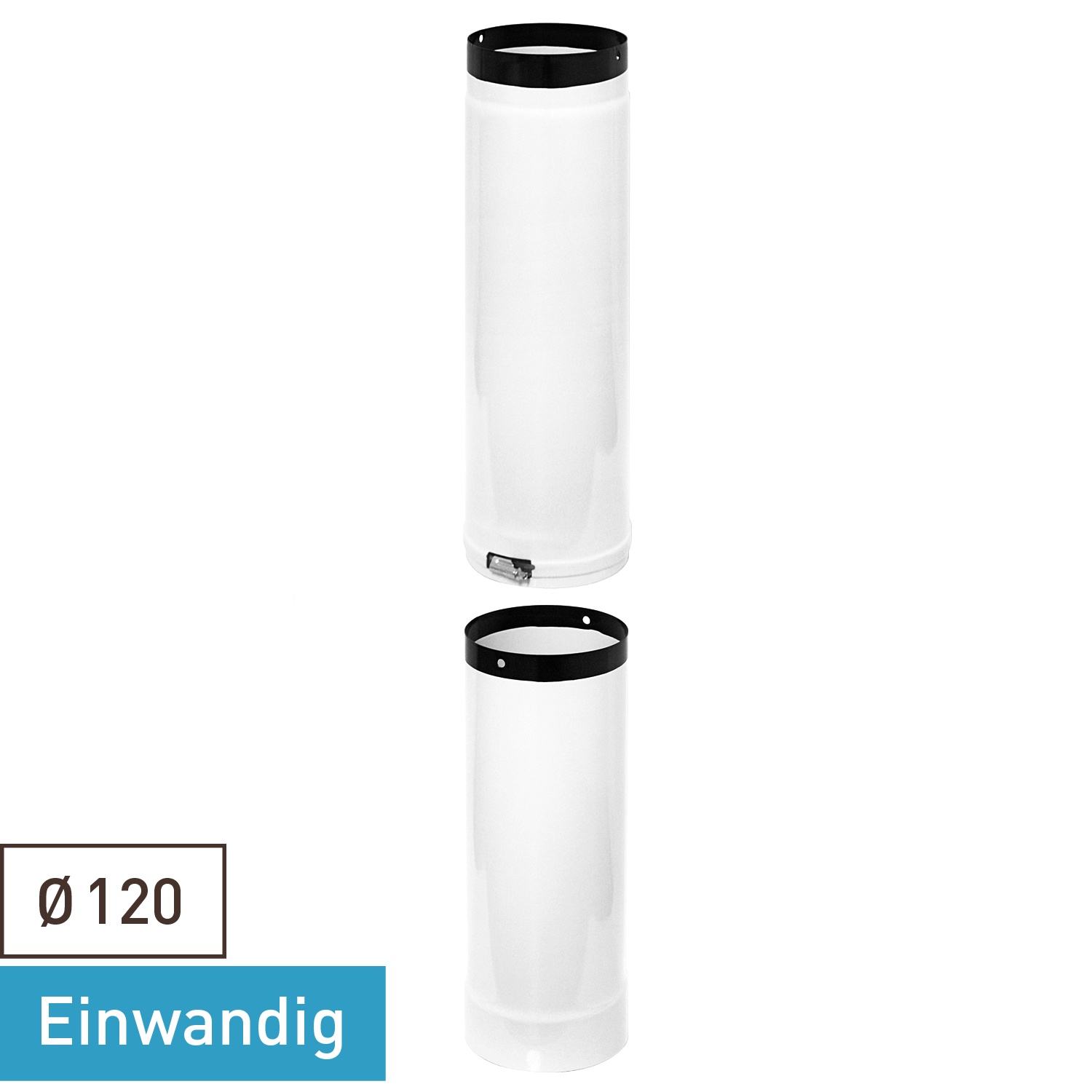 Raik Tuyau de Fumée / Tuyau de Poêle Émaillé 120mm - Longueur 500mm Tuyau Télescopique Blanc