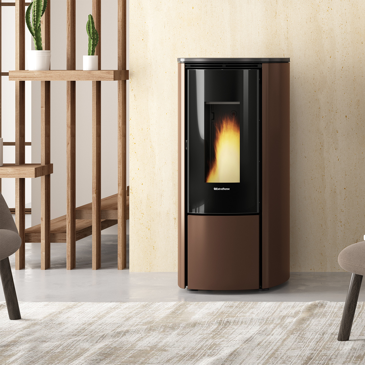 Extraflame Evolution Line Katia 9 poêle à granulés acier bronze