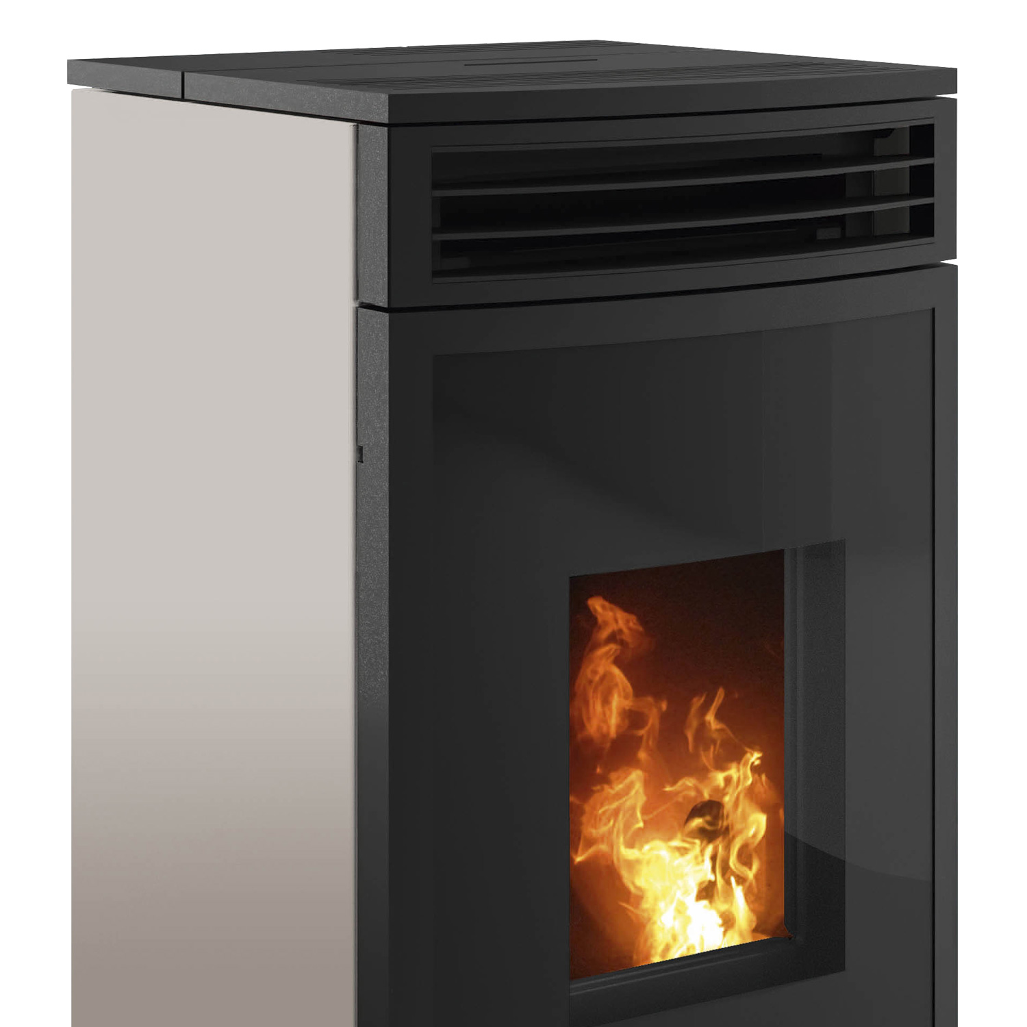 Oranier poêle à bois Neta Taupe raccord arrière