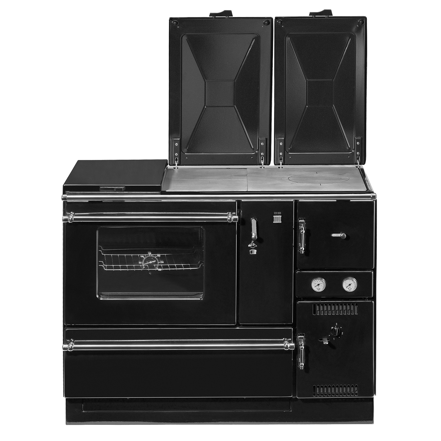 Wamsler K 178 Poêle à bois avec raccordement à l'eau Noir Tuyau de fumée à gauche