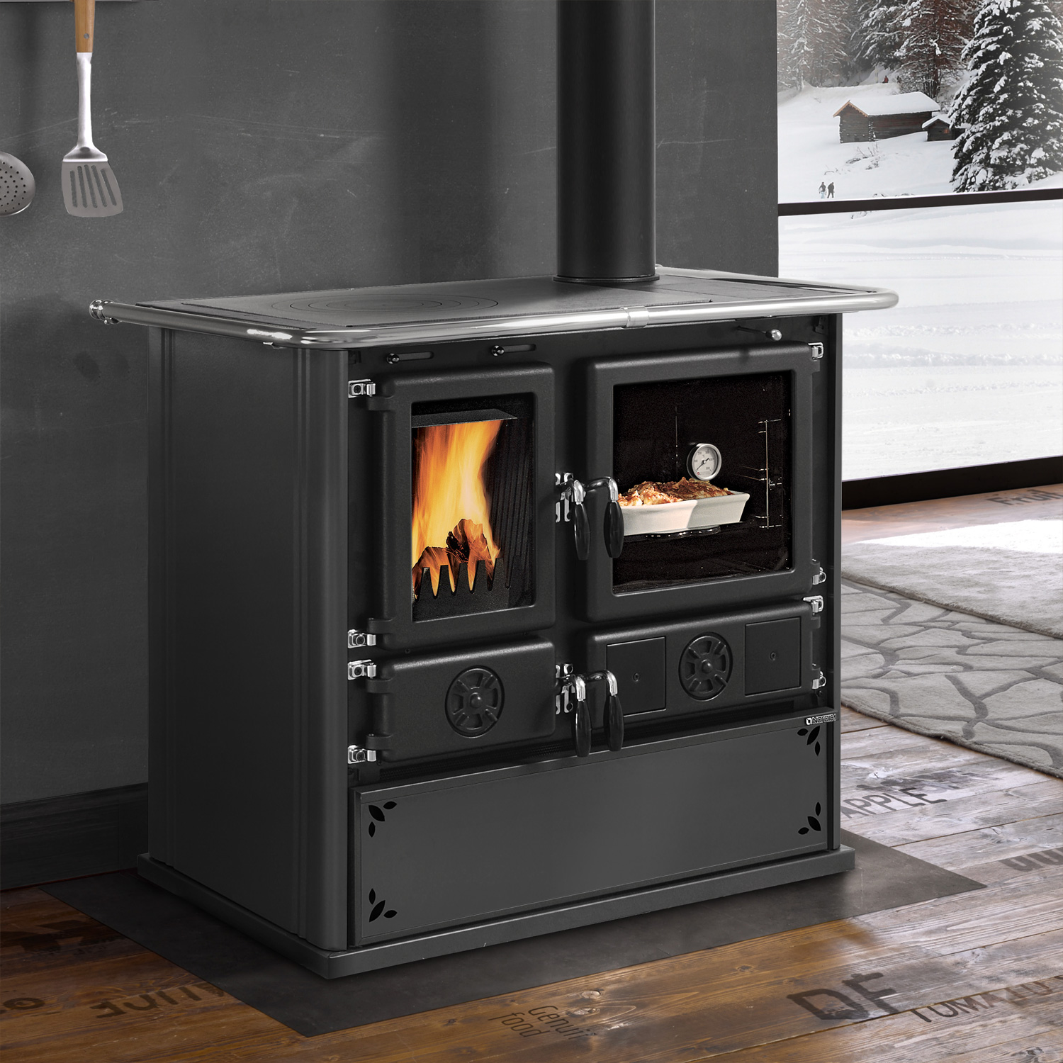 La Nordica Rosa 16 cuisinière à bois acier anthracite-noir