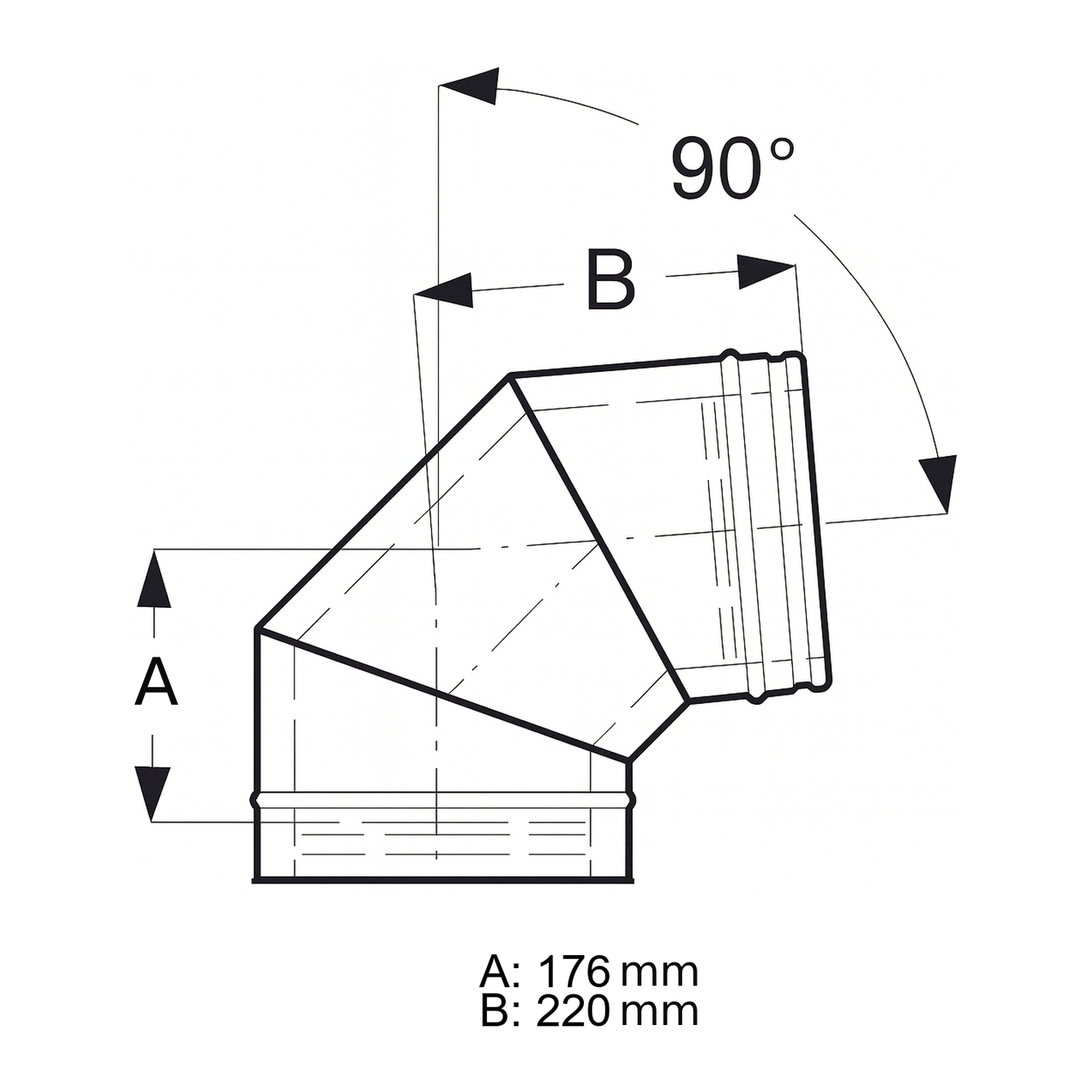 Schiedel ICS coude 90° Ø180 mm double paroi brillant