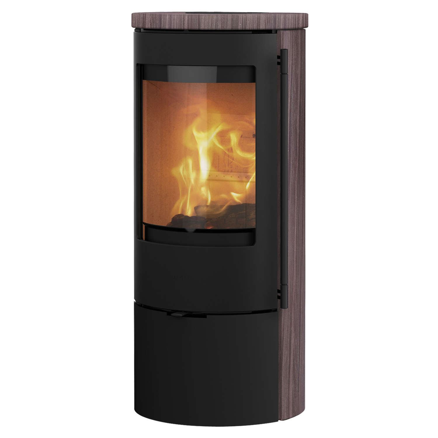 Lotus Prestige Basic S Poêle à bois Coffee Stone, Corps Noir, Raccordement de conduit de fumée à l'arrière