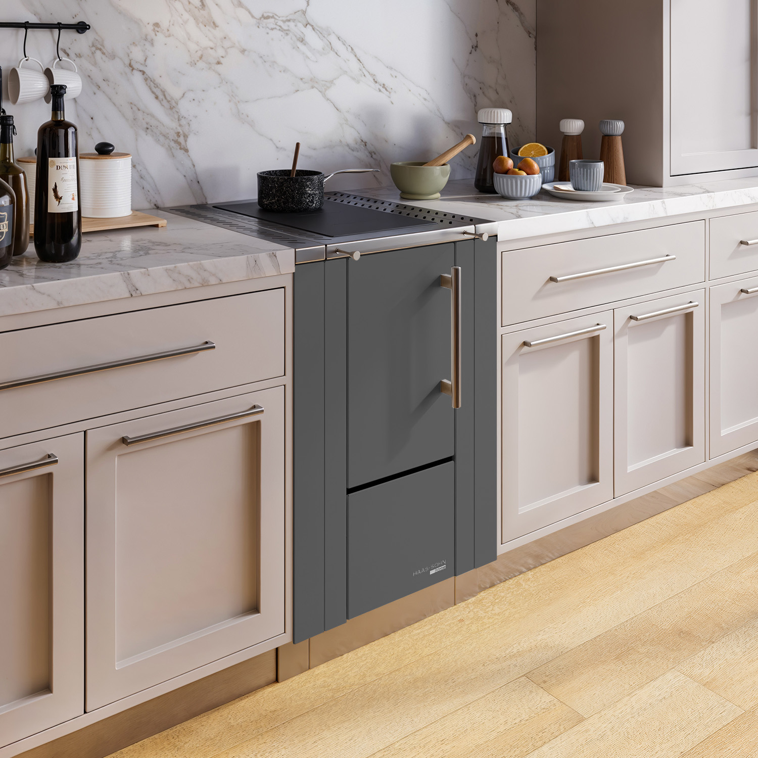 Haas+Sohn HS 40 sans vitre cuisinière à bois anthracite cadre de cuisinière acier inoxydable plaque de cuisson en acier