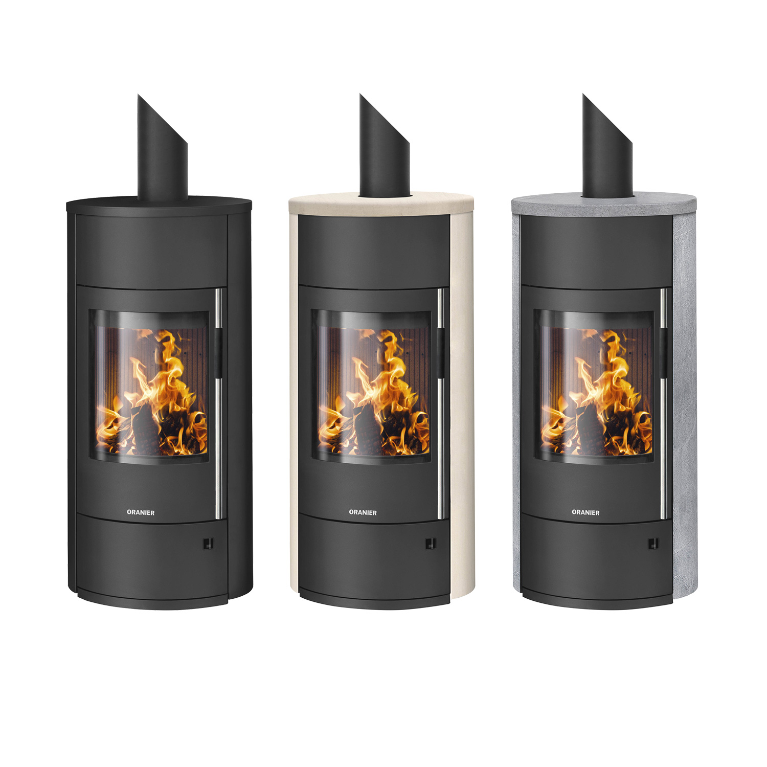 Oranier Polar Neo Vantage W+ Poêle à bois Acier Noir / Pierre calcaire Crème