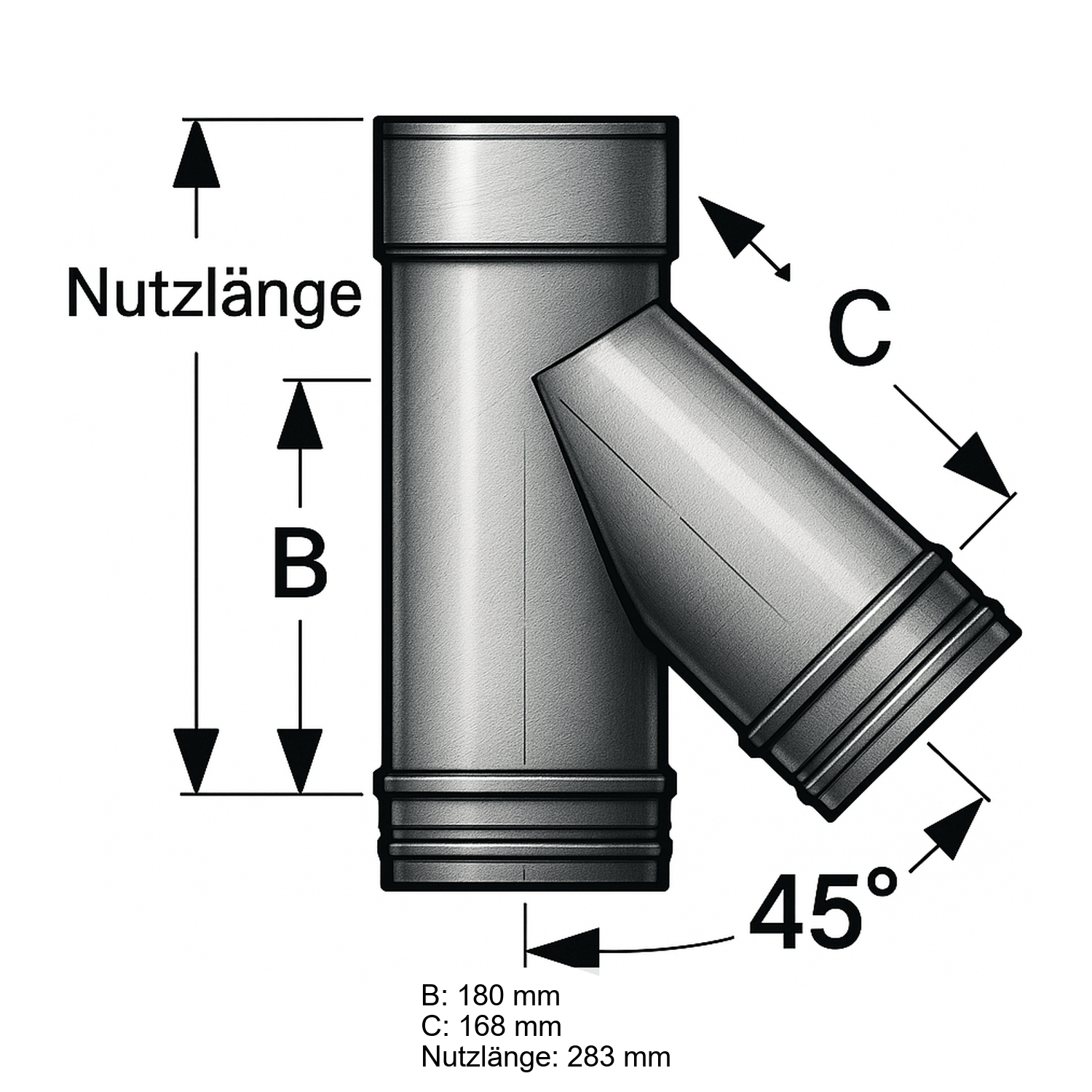 Schiedel PRIMA PLUS raccordement tuyaux 45° Ø113 mm simple paroi mat