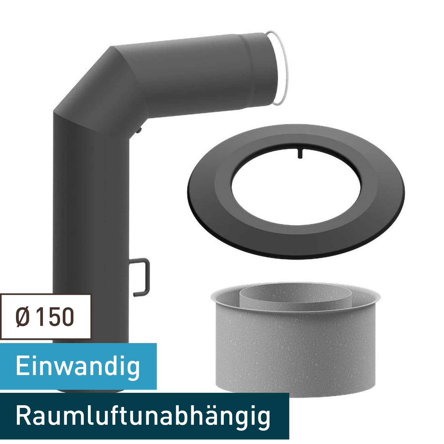 Raik set WBG LS diamètre 150/90° 2,00mm 3-pièces 700/450 avec porte insérée avec modérateur de tirage gris