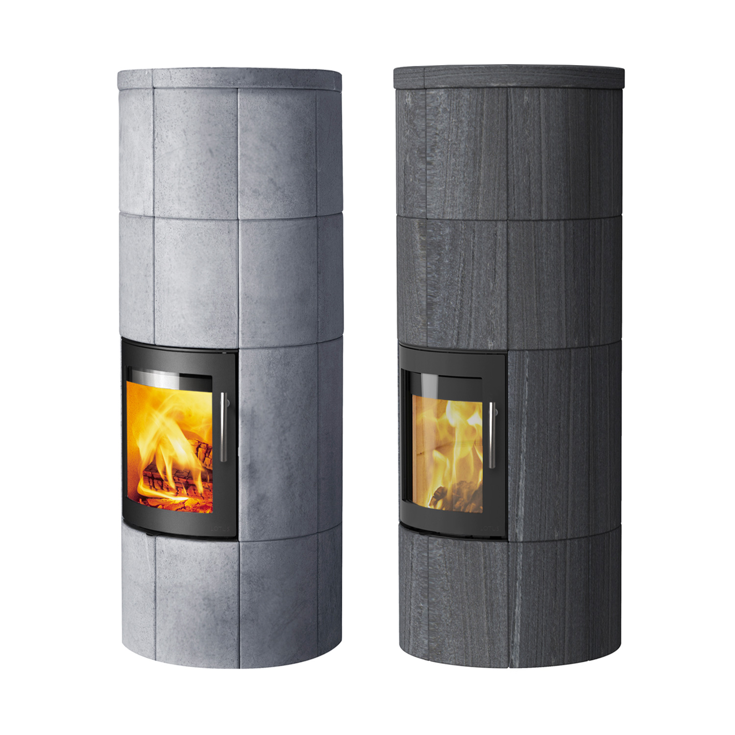 Poêle à bois Lotus M2 Noir / Pierre ollaire, sortie de fumée par le haut