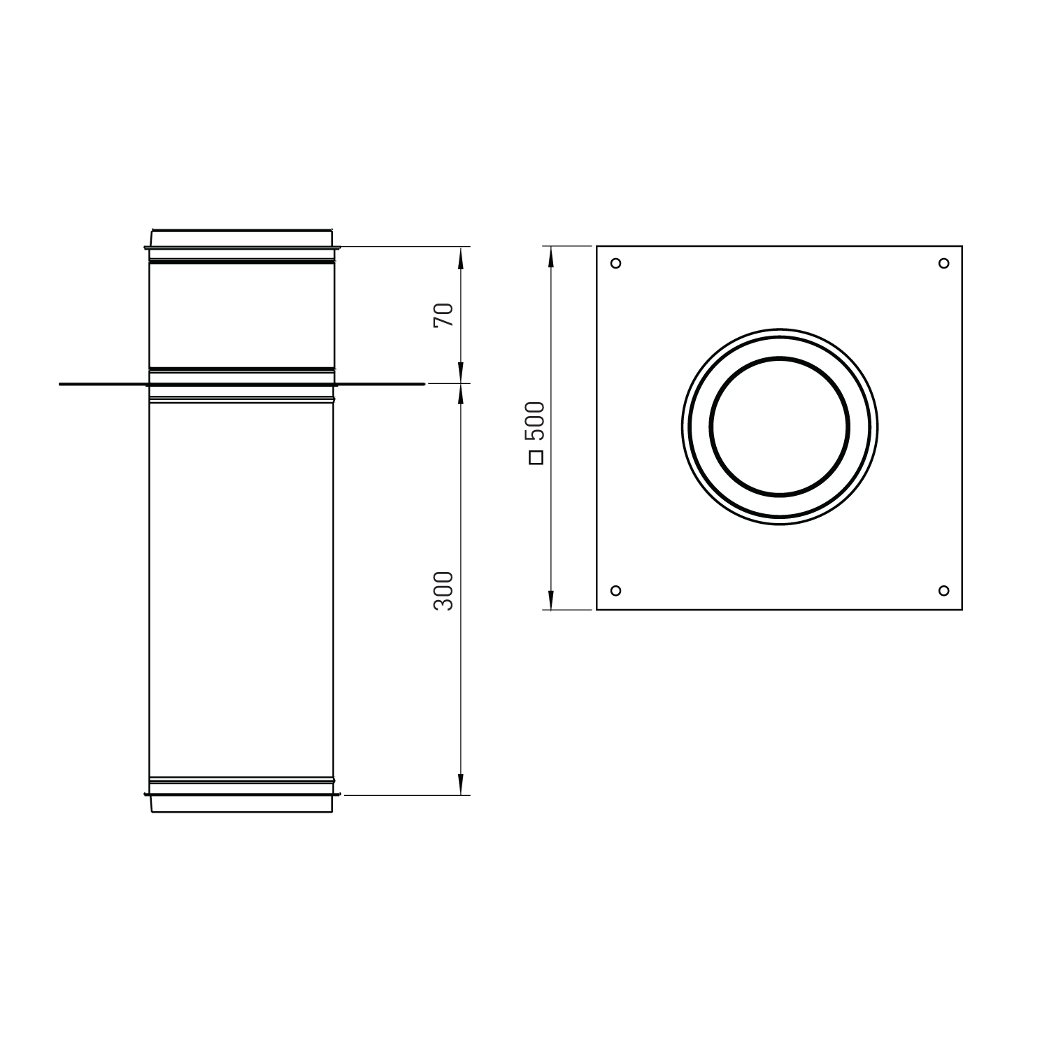 Opsinox conduit de cheminée en acier inoxydable 150 mm traversée de plafond VDO