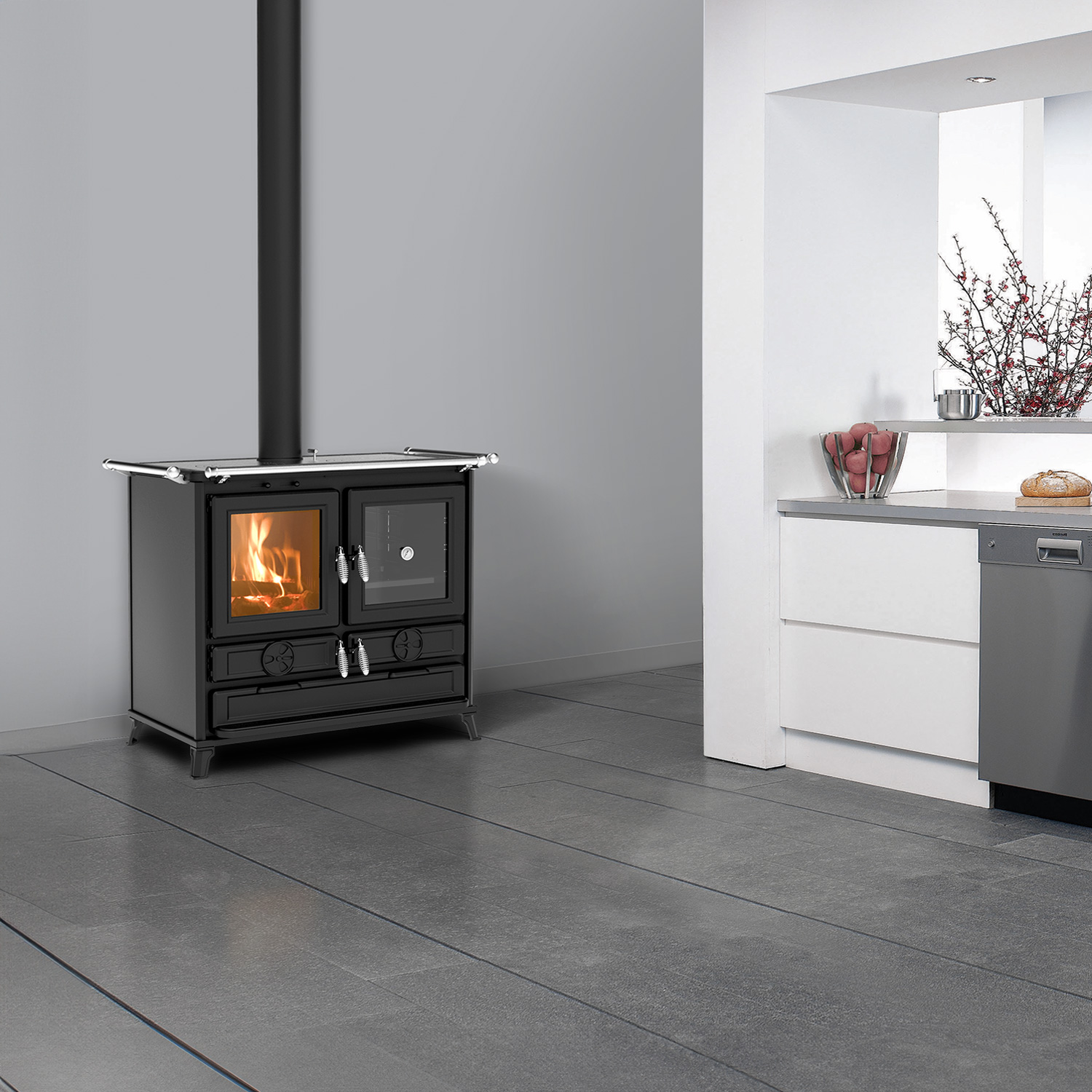 Thermorossi Klara Evo6 cuisinière à bois anthracite