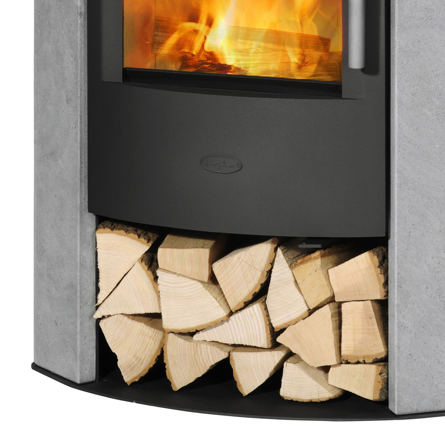 Fireplace Malta Poêle à bois d'angle Acier Noir | Pierre ollaire