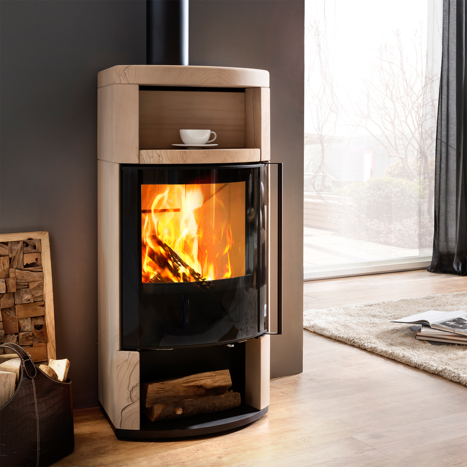 Spartherm Moro RLU Poêle à bois en pierre de sable Sahara + 1 m³ de bois de chauffage gratuit Spartherm Moro RLU Poêle à bois en pierre de sable Sahara + 1 m³ de bois de chauffage gratuit