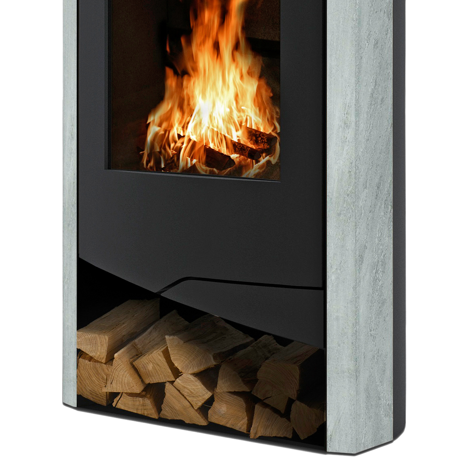 Poêle à bois Wamsler N-Line Acier Noir / Pierre naturelle
